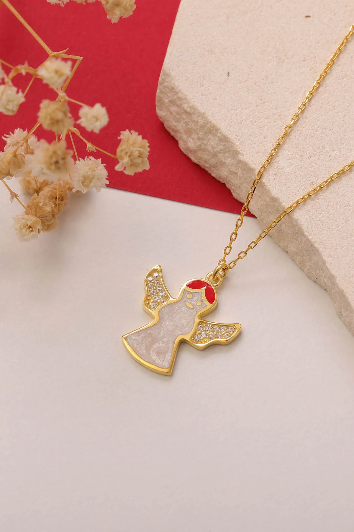 Noel Meleği Gümüş Kolye