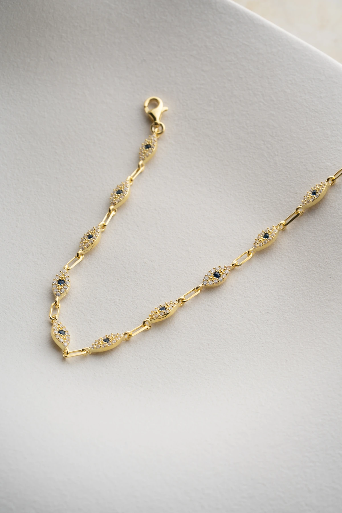 Nazar Boncuklu Zincir Gümüş Bileklik