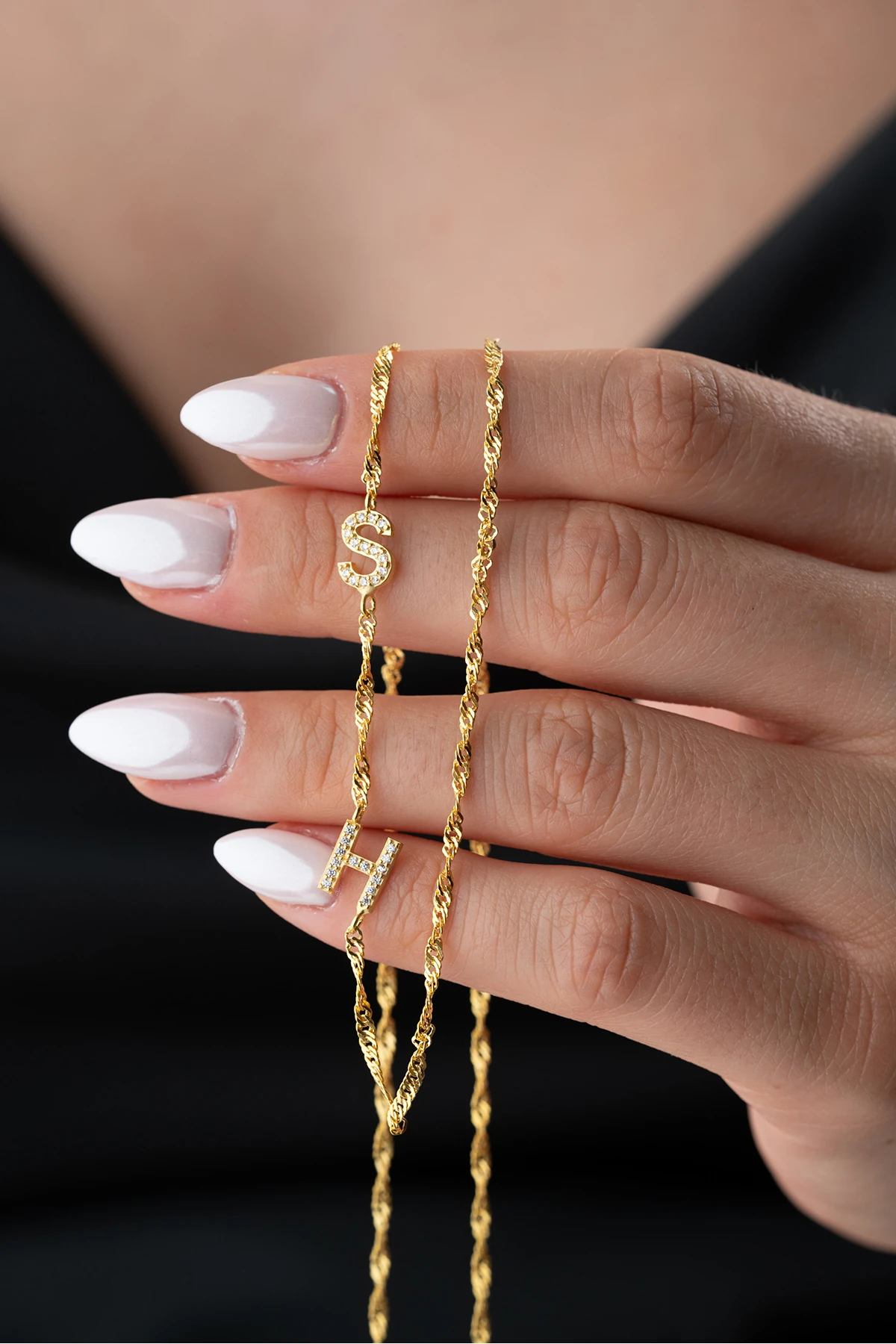 Çift Harfli Burgu Zincir Gümüş Kolye