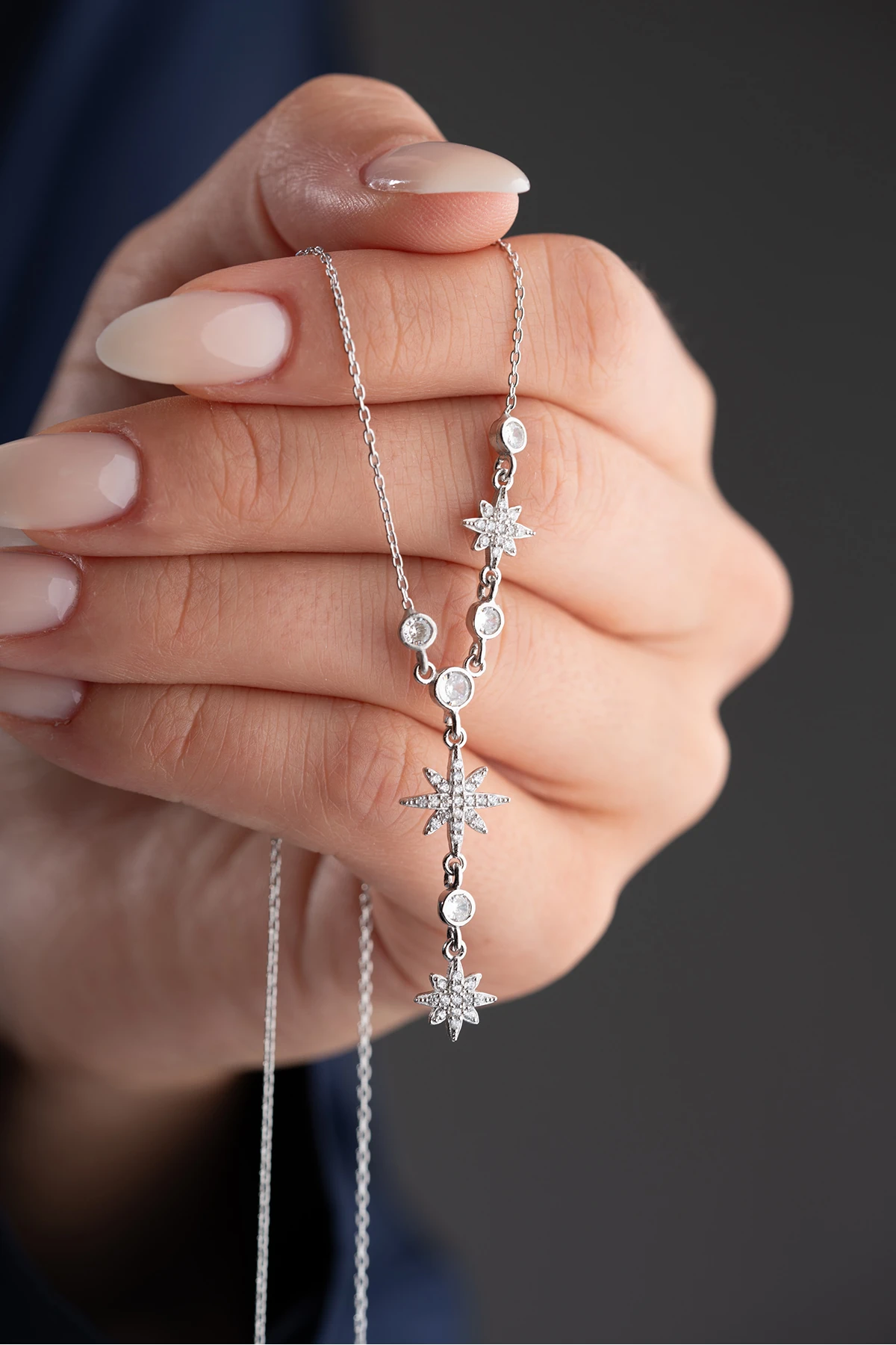 Yıldız Sembollü Y Gümüş Kolye