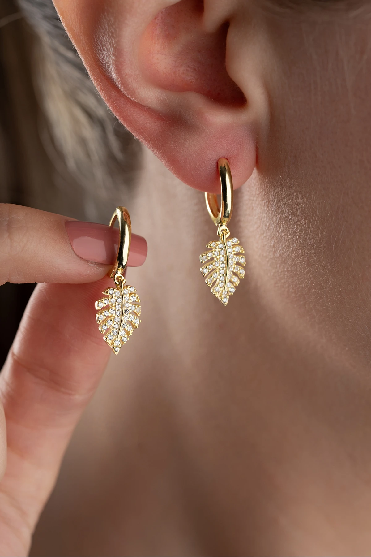 Yaprak Gümüş Küpe