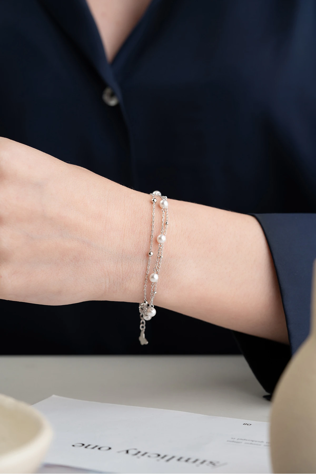 İnci Model Zincir Bileklik