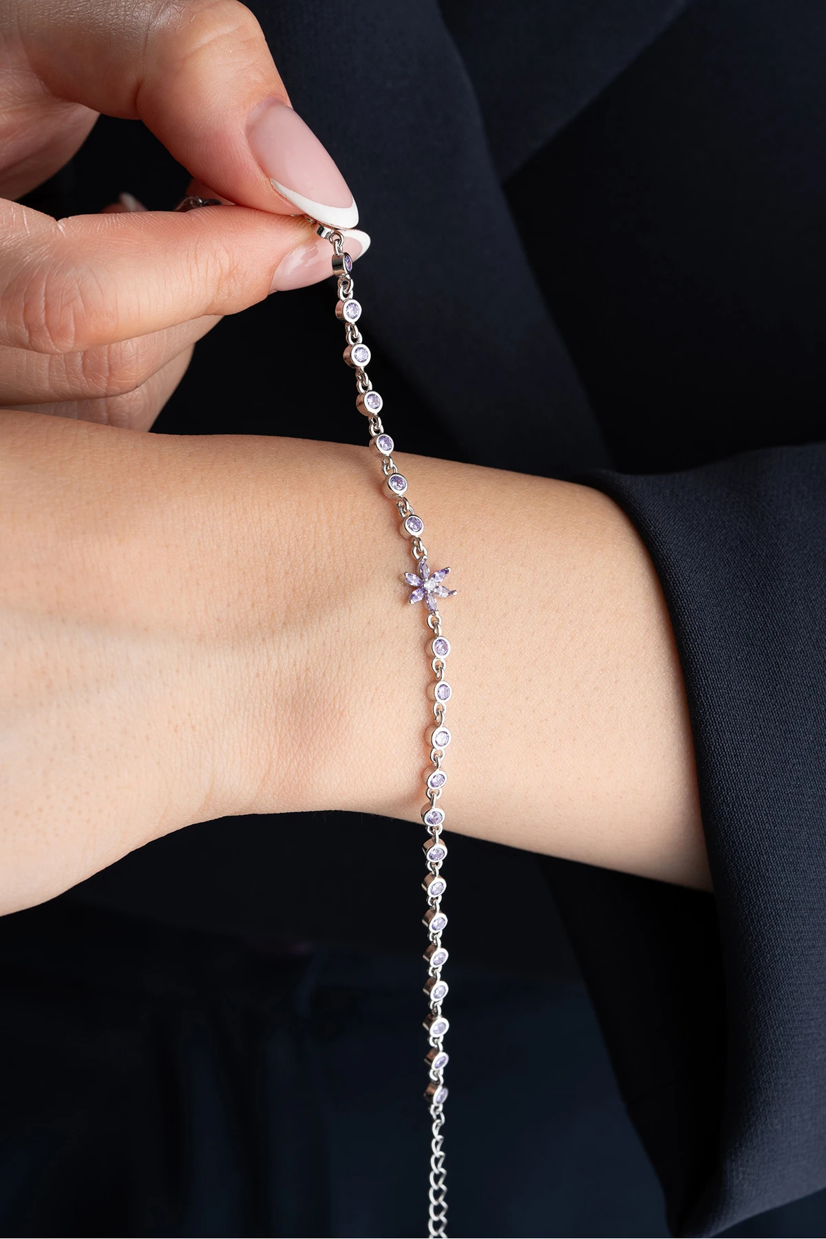 Çiçekli Kaplama Zincir Bileklik