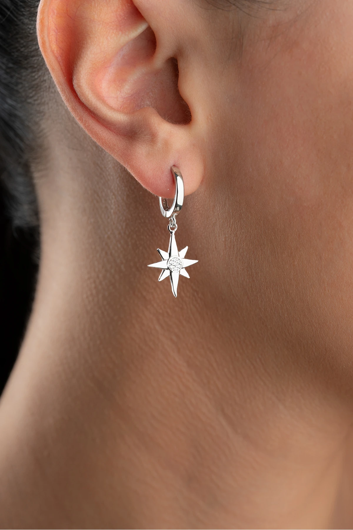 Kutup Yıldızı Gümüş Küpe