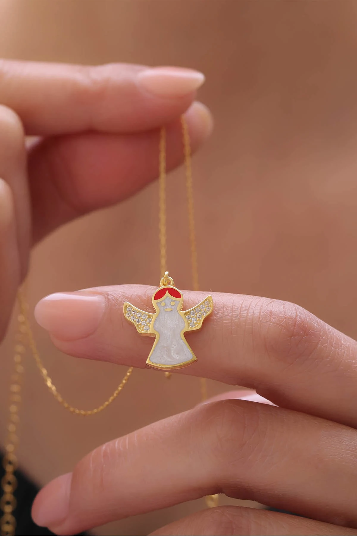 Noel Meleği Gümüş Kolye