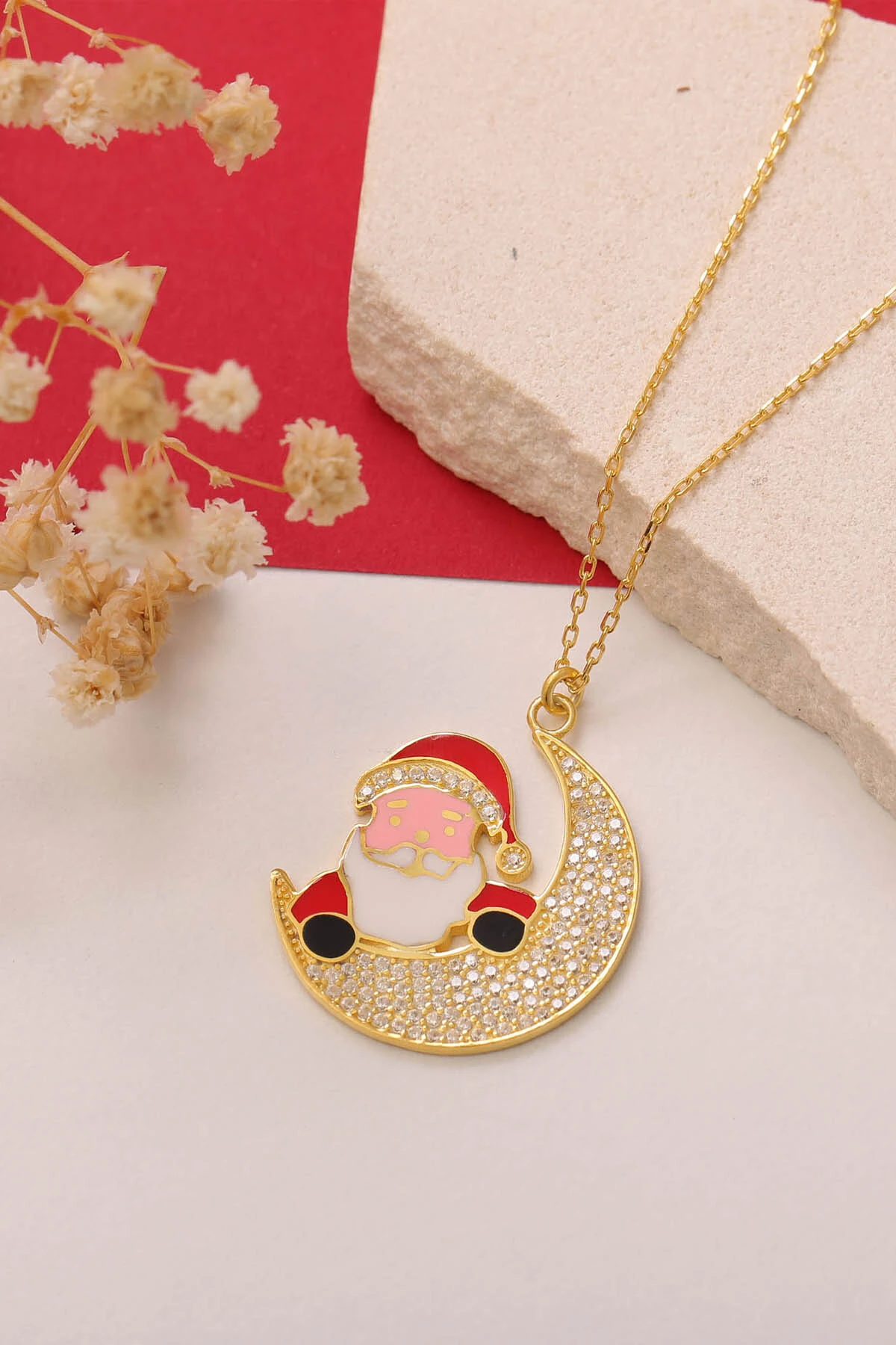 Noel Baba Gümüş Kolye