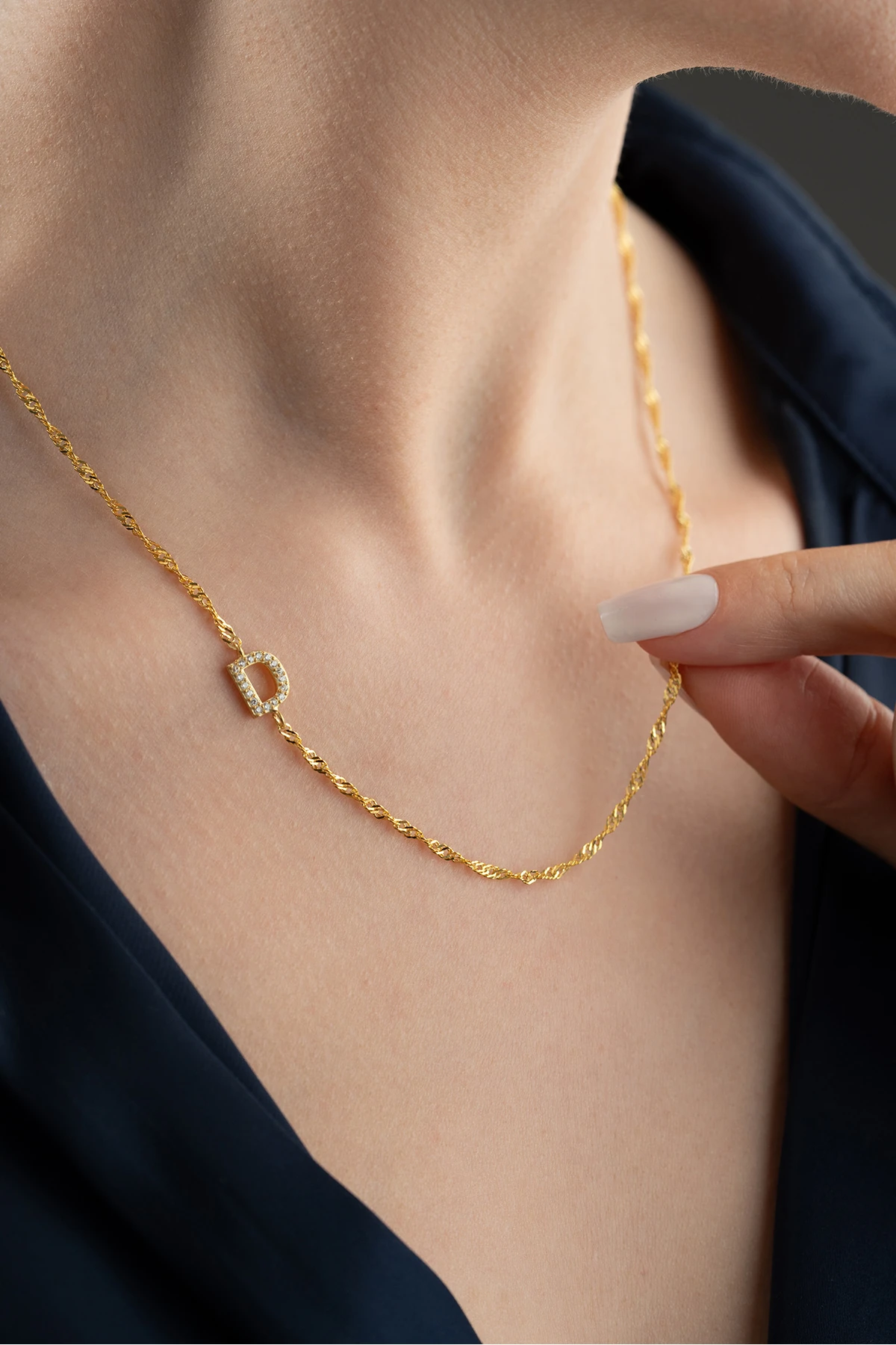 Kalın Burma Zincir Harf Gümüş Kolye