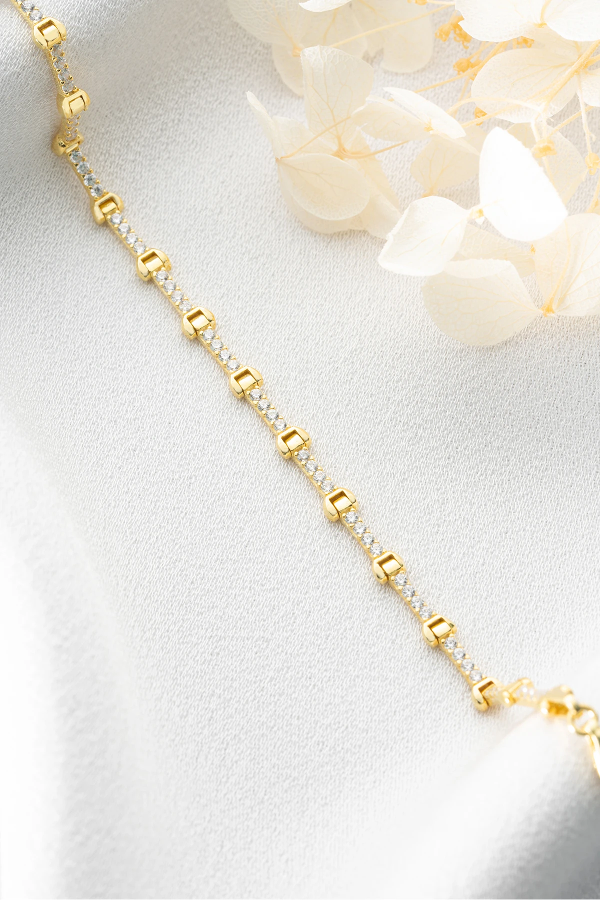 Altın Kaplama Sırataşlı Gümüş Bileklik