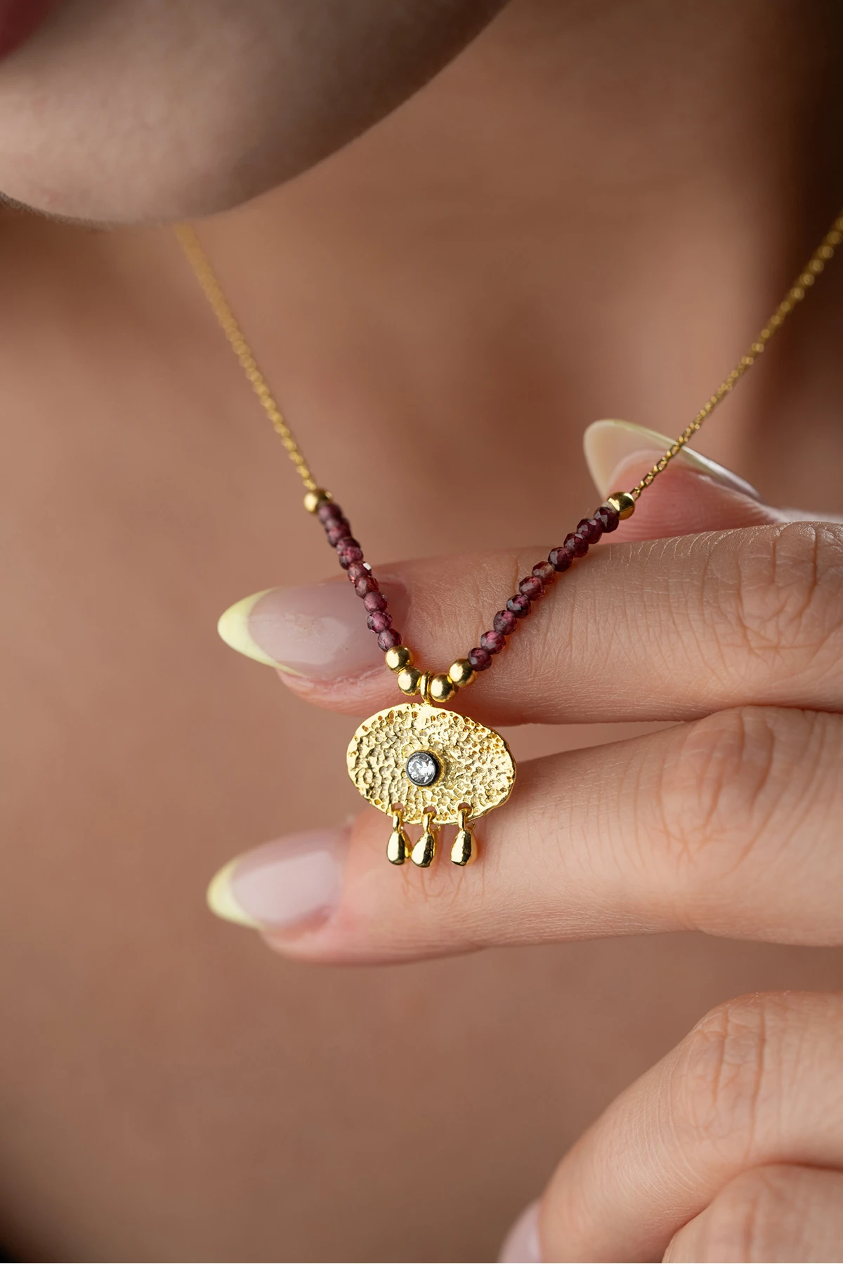 Süryani Gözü Boncuklu Gümüş Kolye