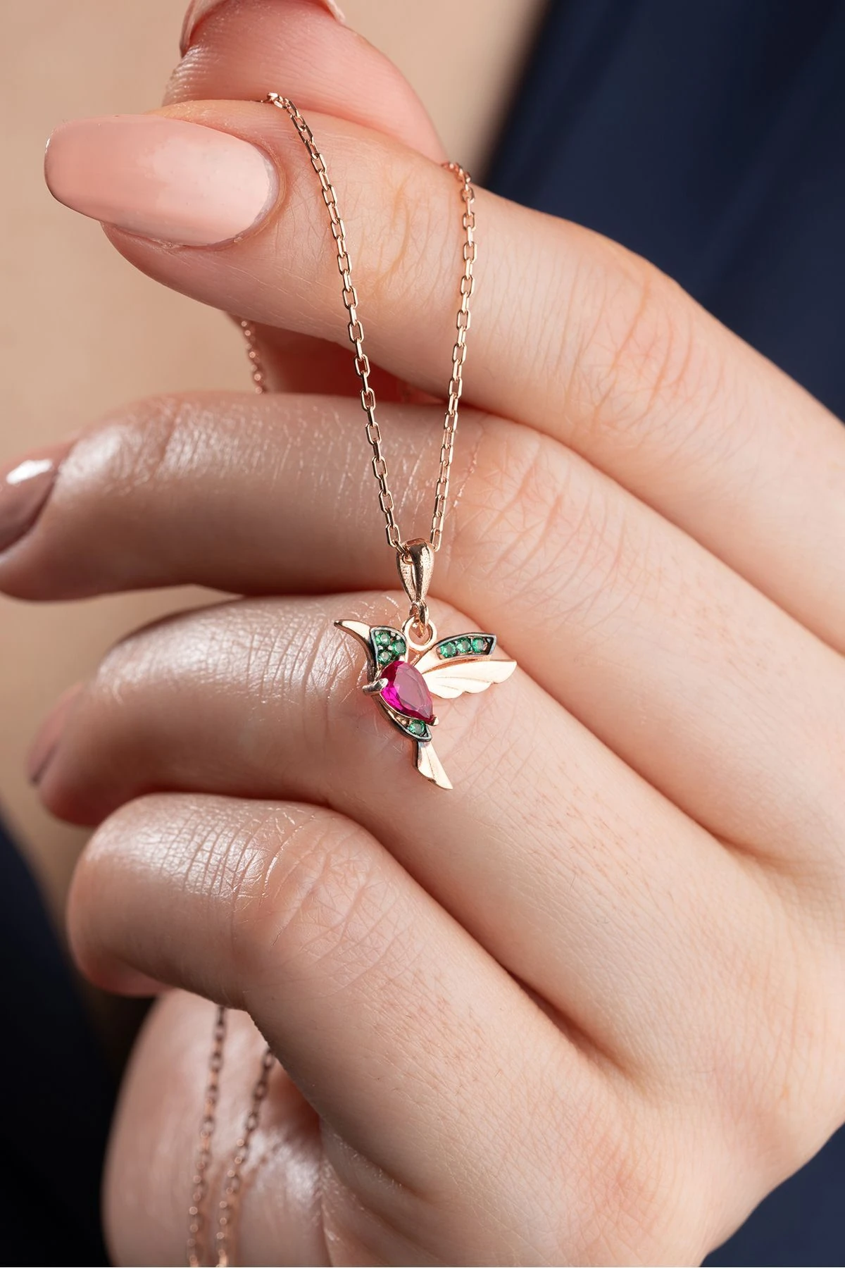 Altın Kaplama Arı Kuşu Gümüş Kolye