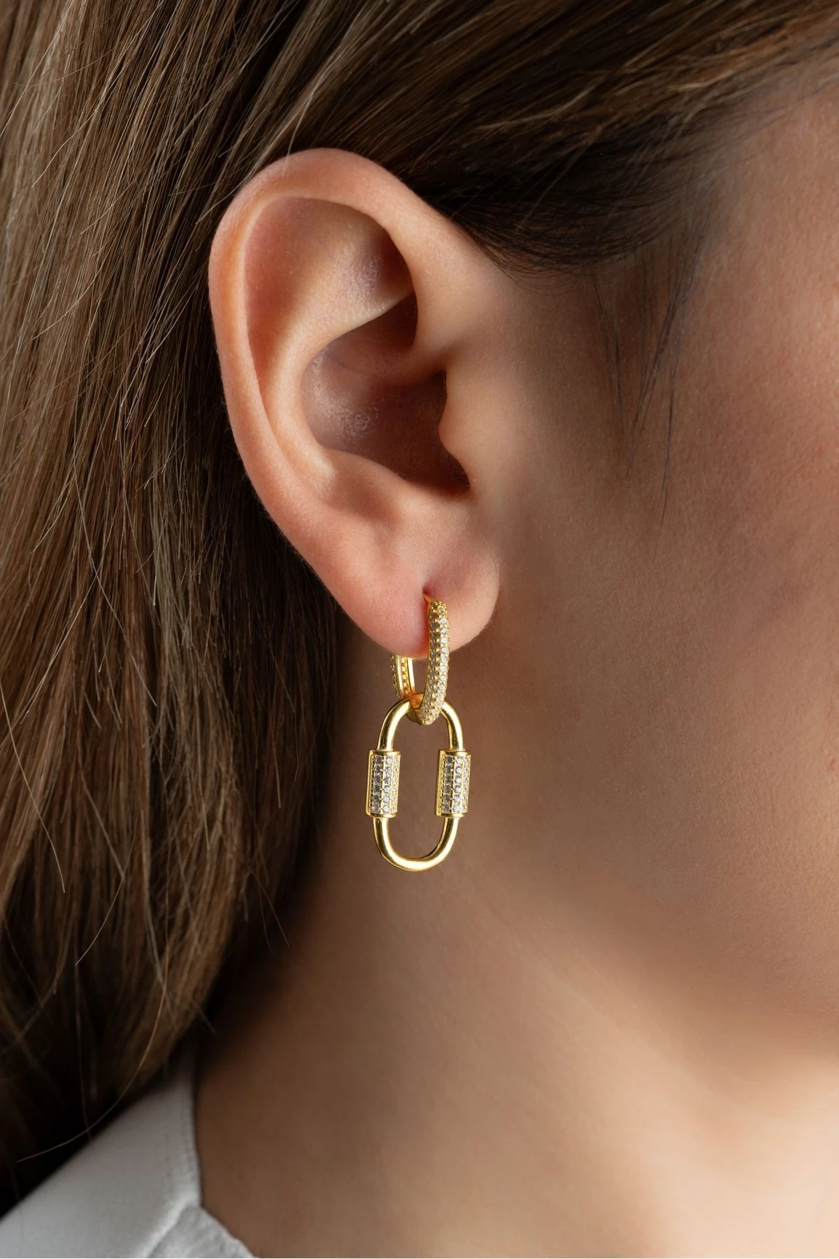 Kilit Halka Gümüş Küpe