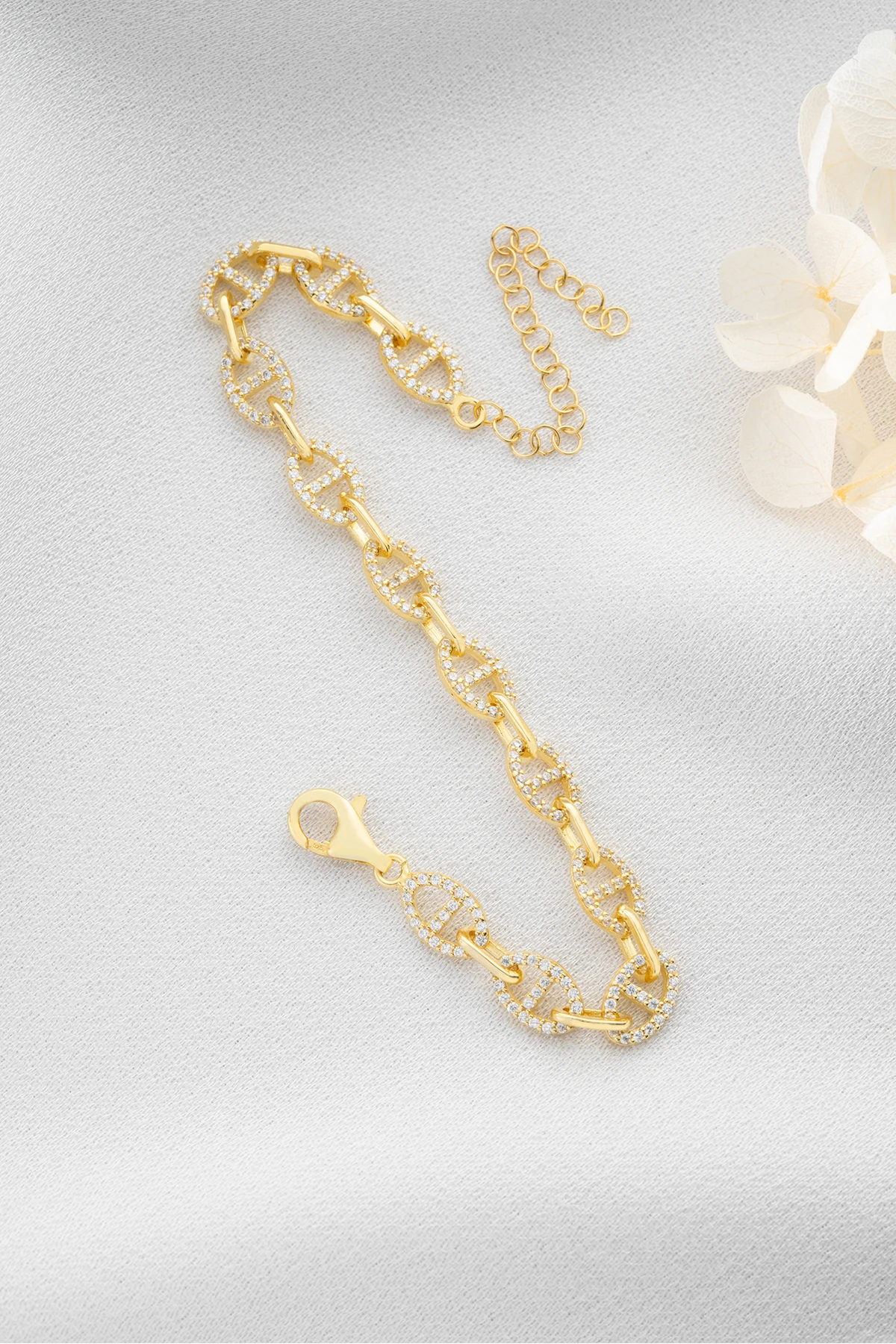 Taşlı Bağlantılı Zincir Bileklik