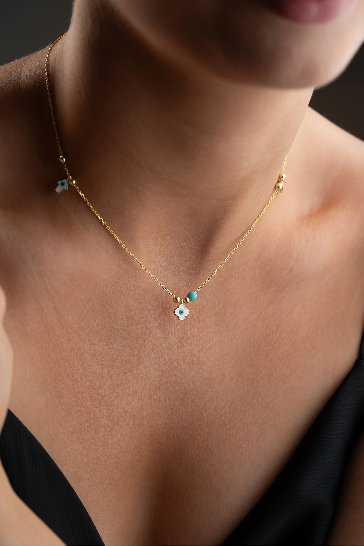 Nazar Boncuklu Şans Gümüş Kolye