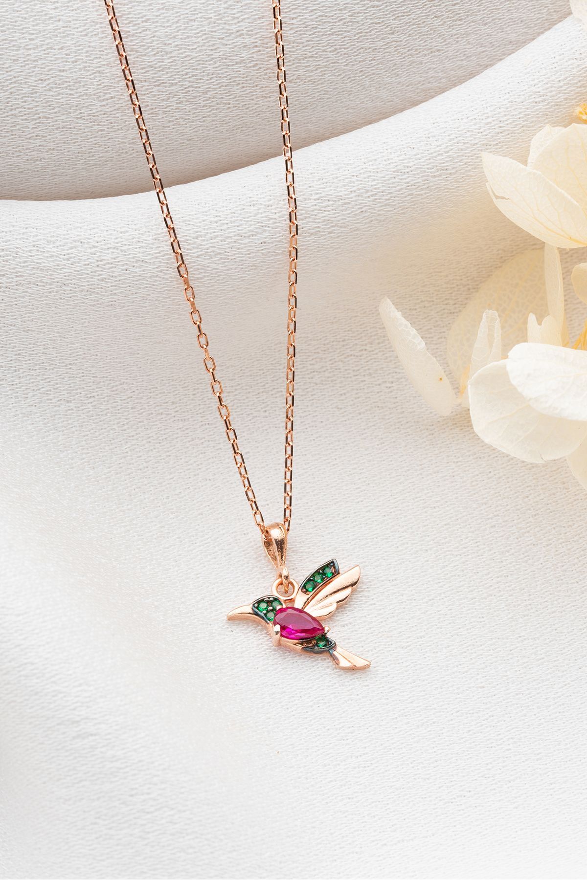 Altın Kaplama Arı Kuşu Gümüş Kolye