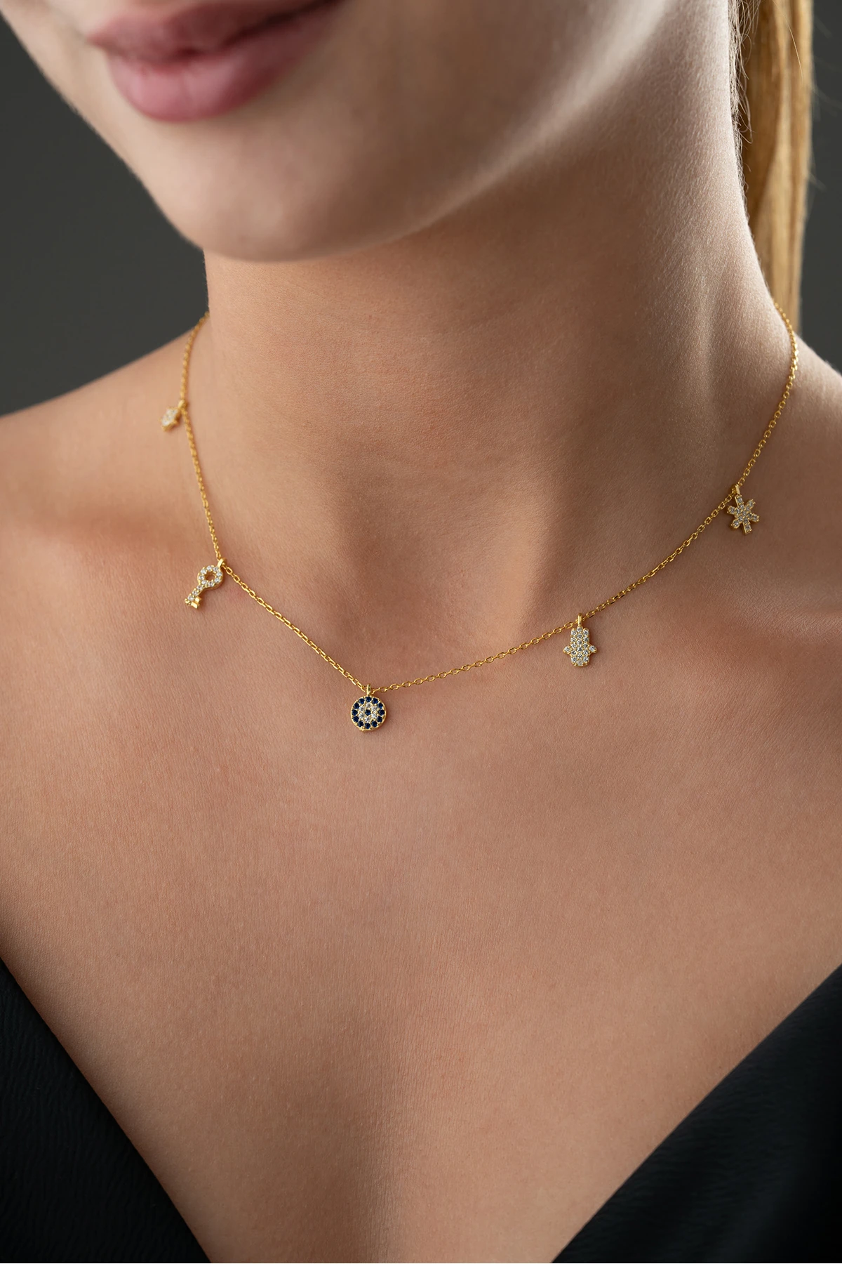 14 Ayar Altın Kaplama Gümüş Şans Kolyesi