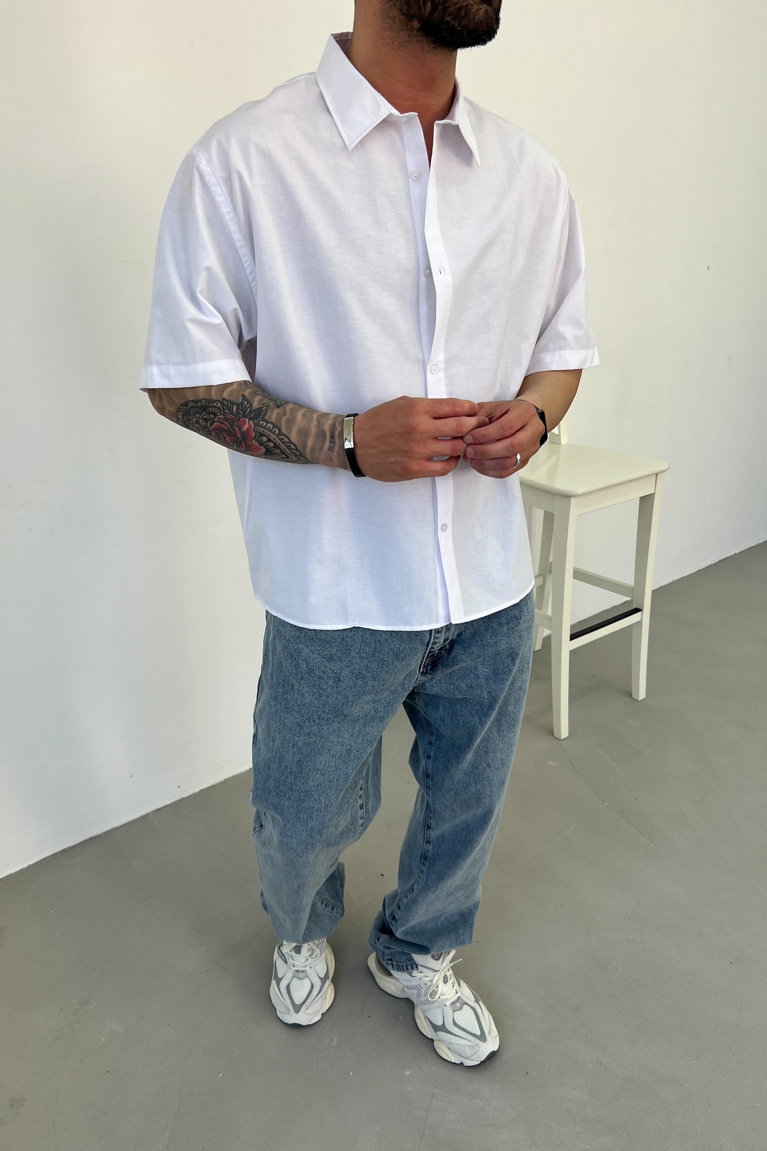 Oversize Basic Kısa Kollu Gömlek 10-13