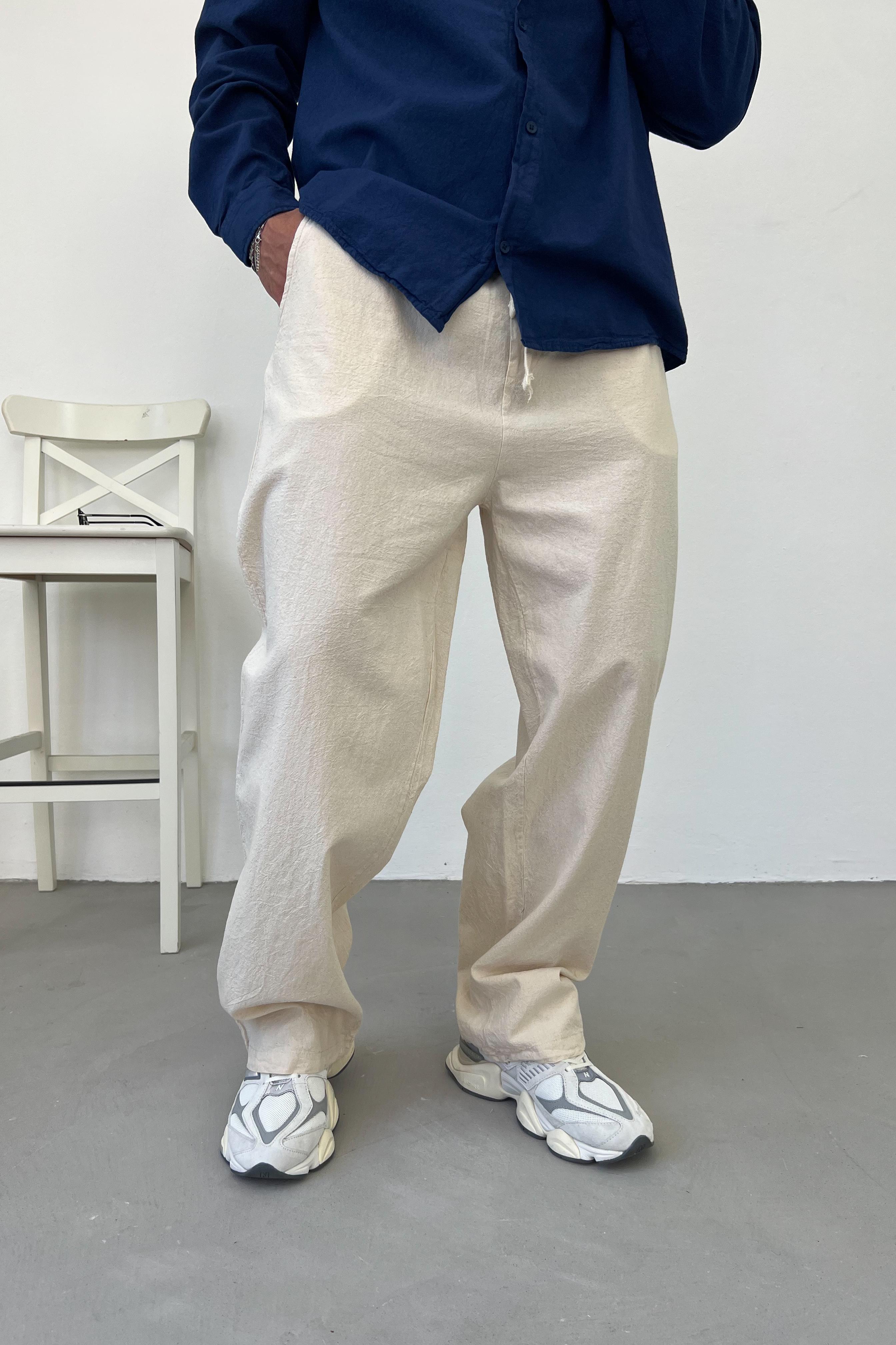 Basic Keten Baggy Pantolon E80-15