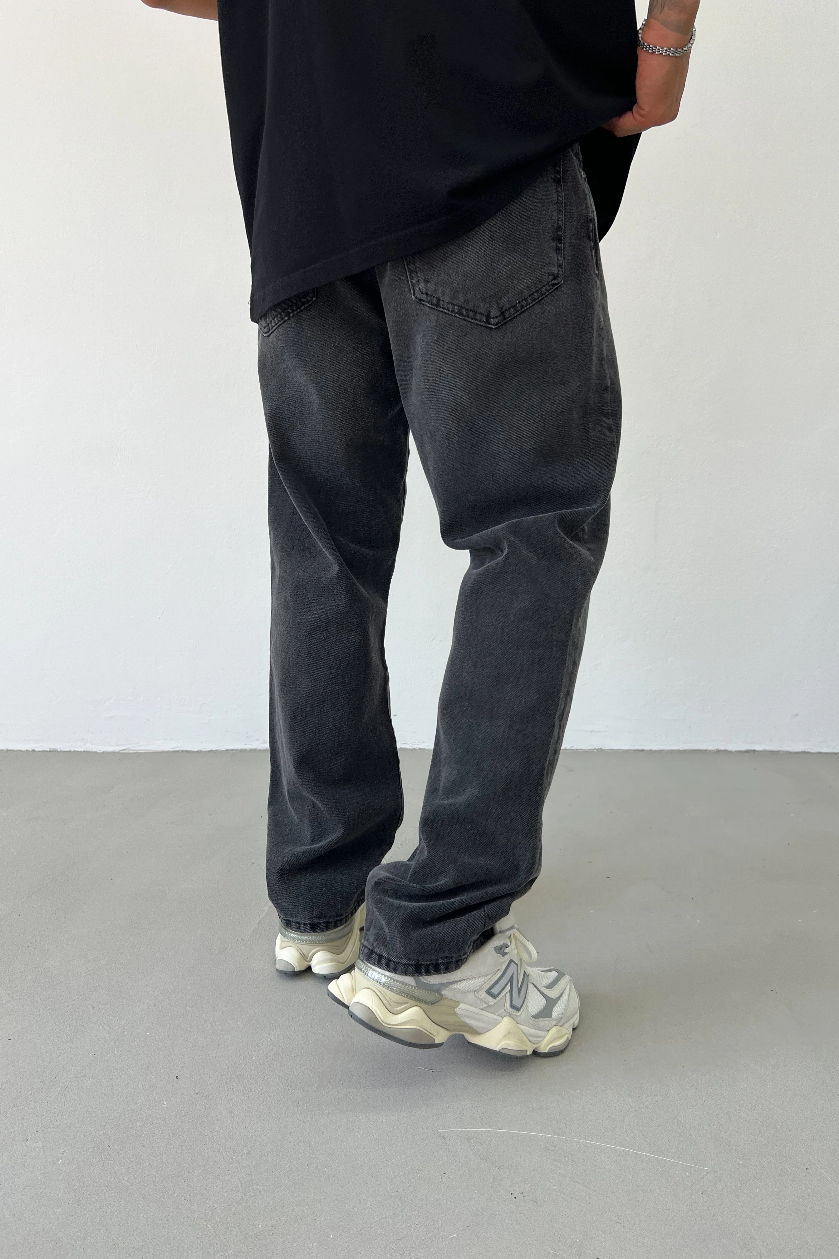 Taşlamalı Füme Baggy Pantolon 16728-3