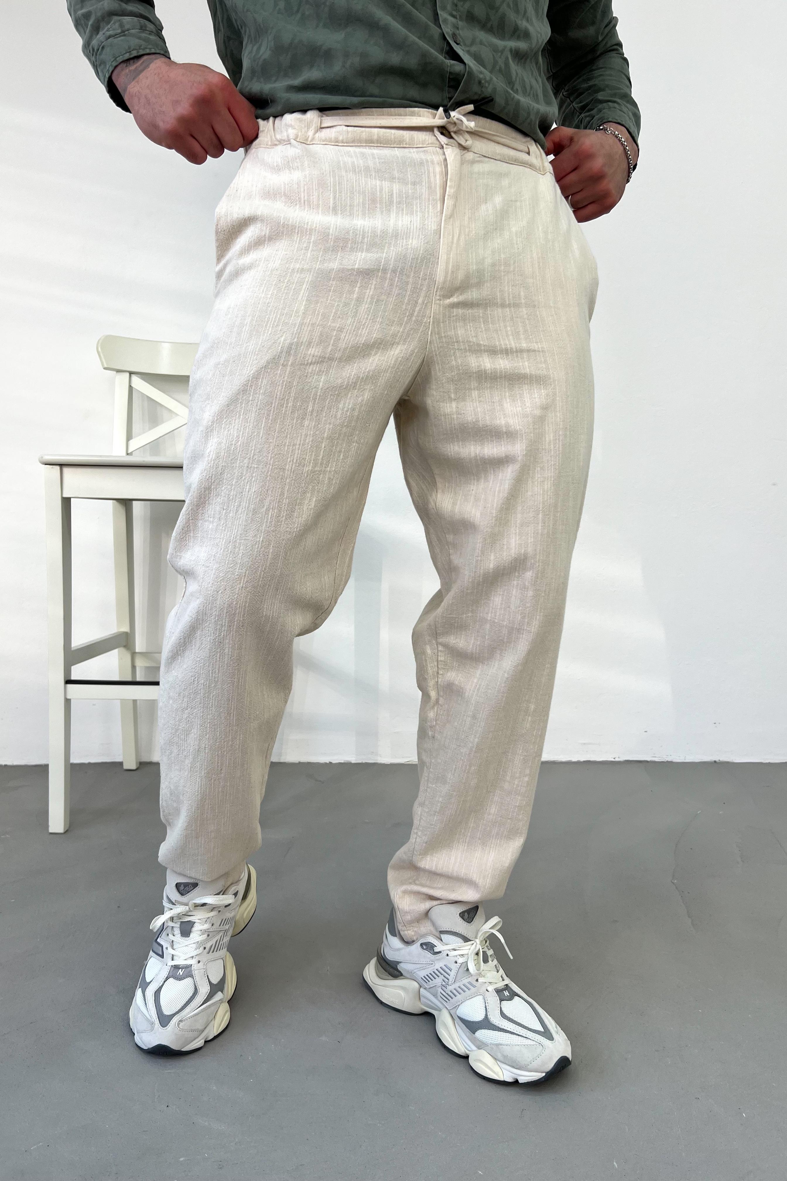 Beli İpli Keten Pantolon 5432