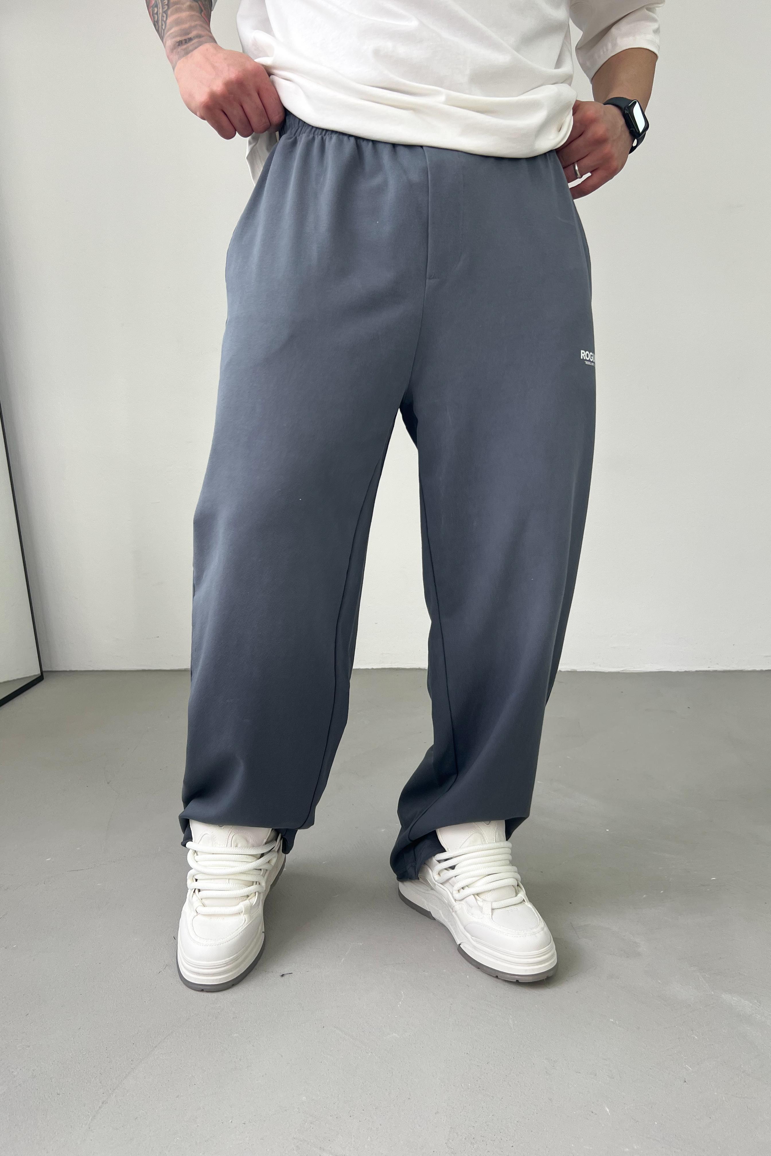 ROGUISH Yazı Detaylı Yıkamalı Baggy Eşofman 80-08