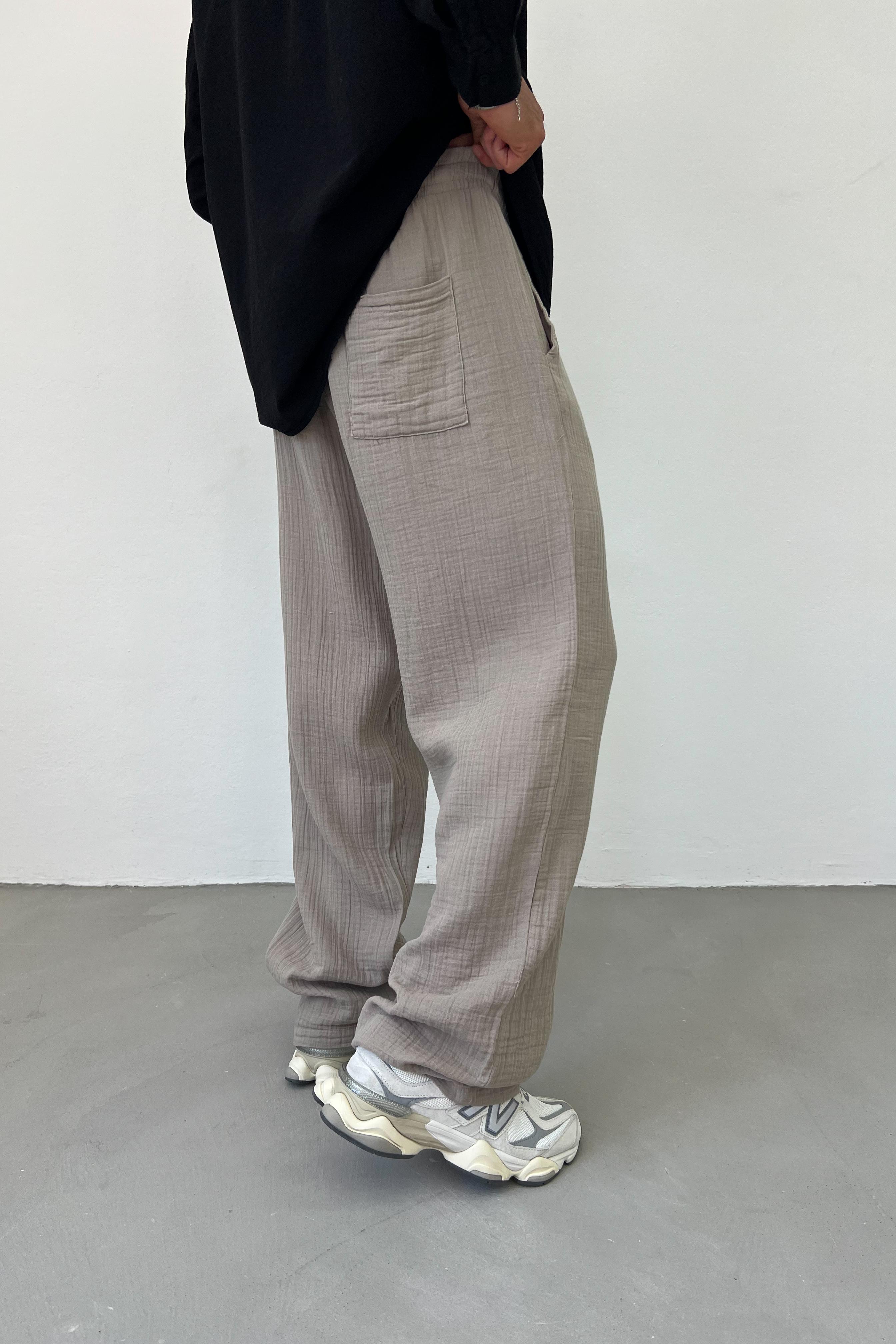 Müslin Kumaş Basic Baggy Pantolon E80-14