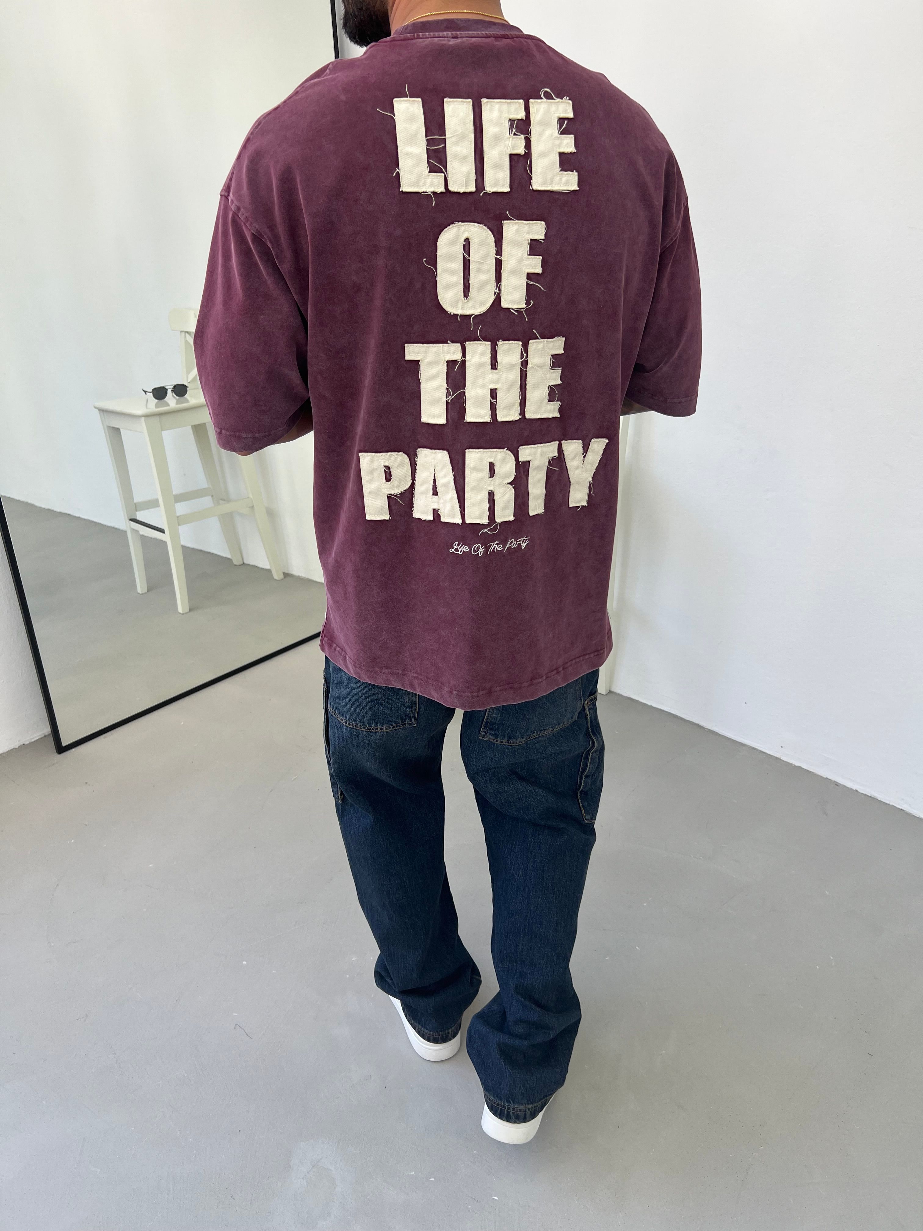 Life Of Party Nakışlı Yıkamalı Oversize Tshirt E71-29