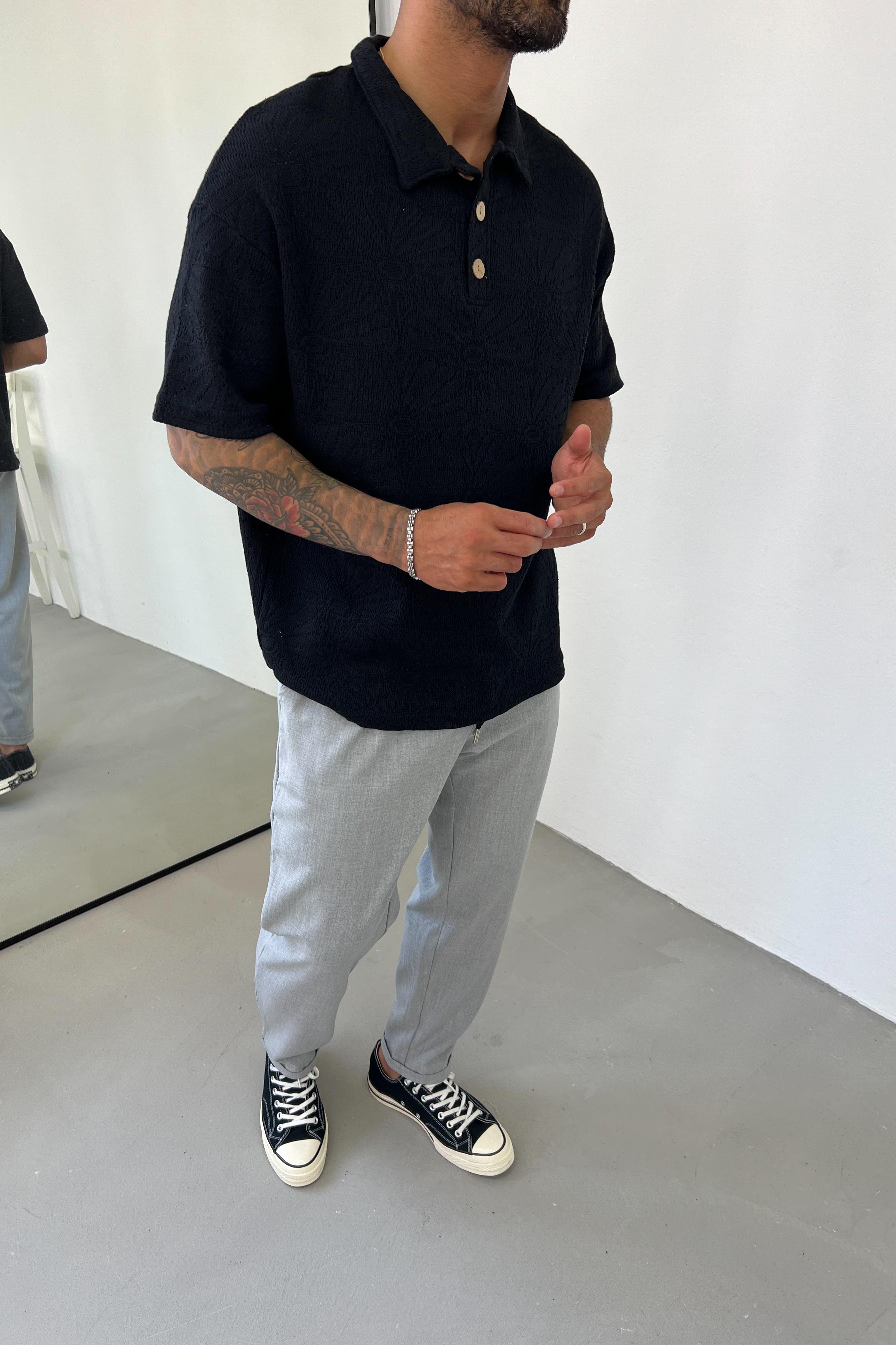 Polo Yaka Örme Triko Tshirt 7017