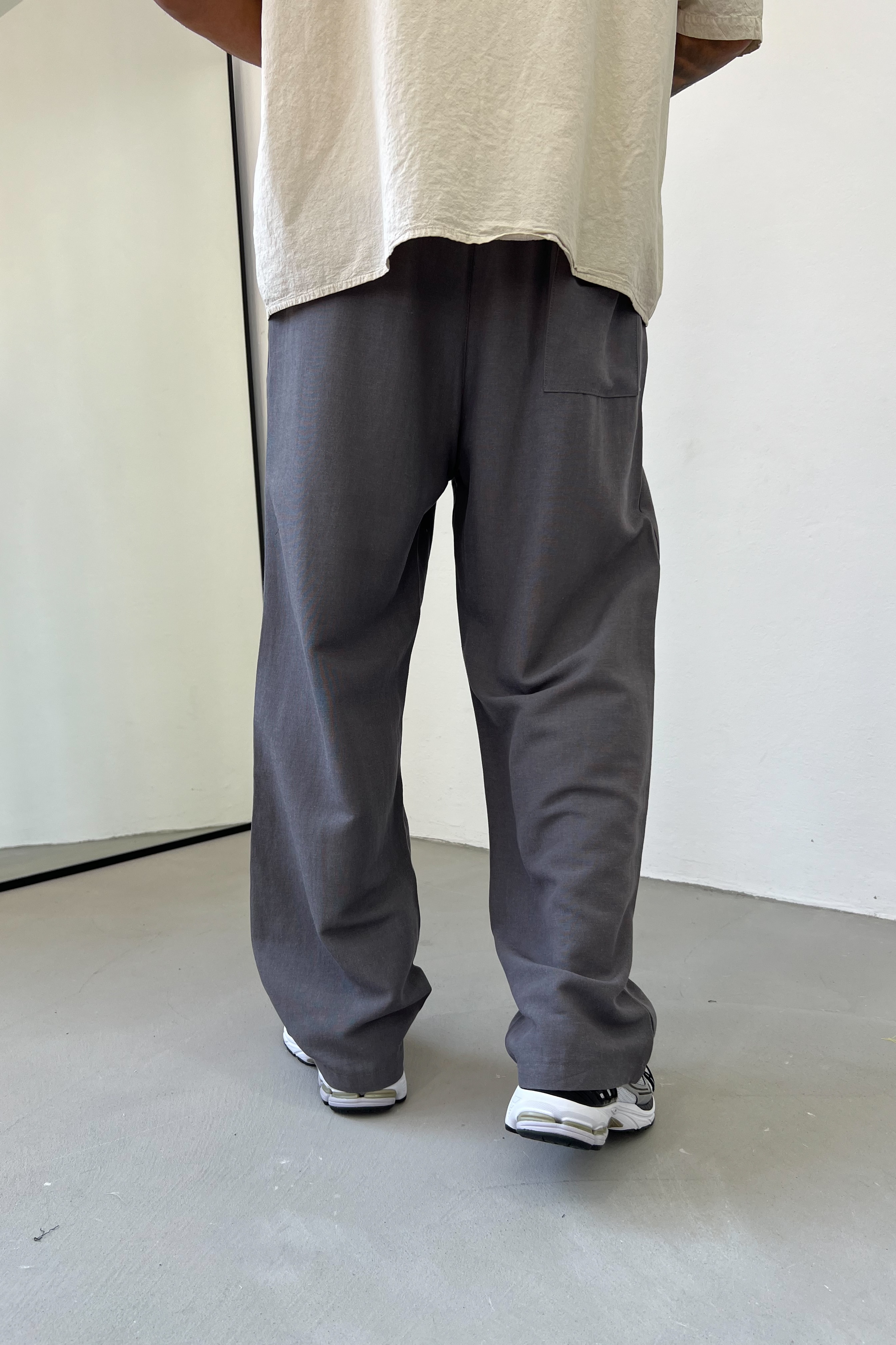 Dikiş Detaylı Keten Baggy Pantolon 40-16