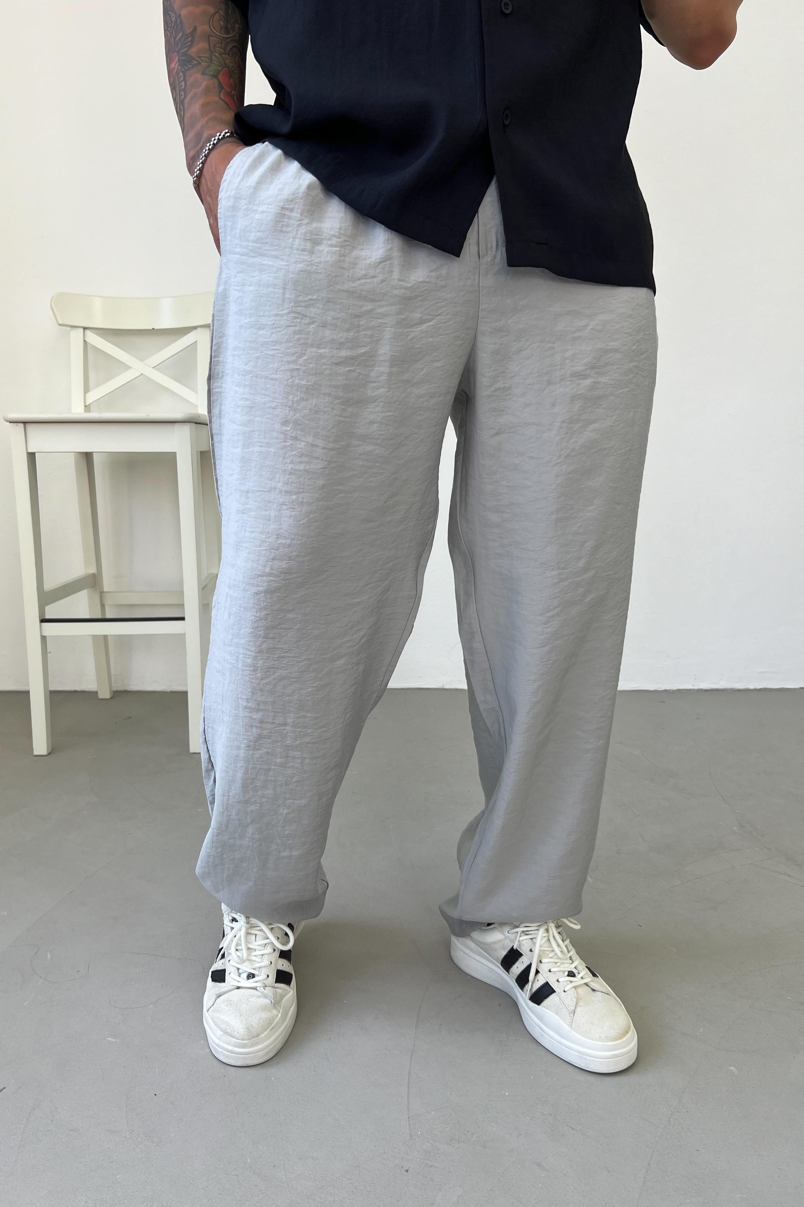 Modal Kumaş Gri Basic Eşofman 1196