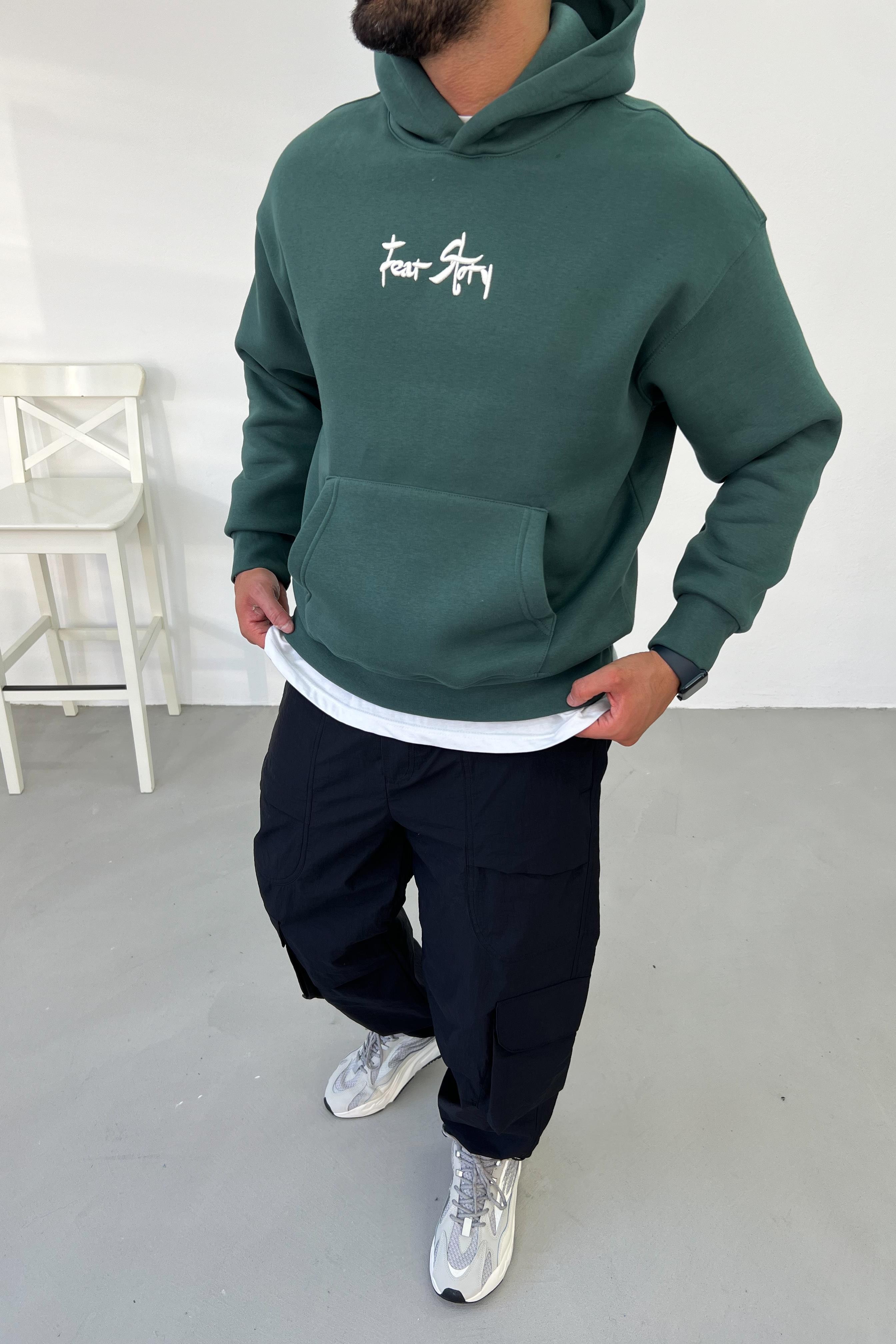Cookie Monster Baskılı Oversize Yeşil Sweatshirt 1515