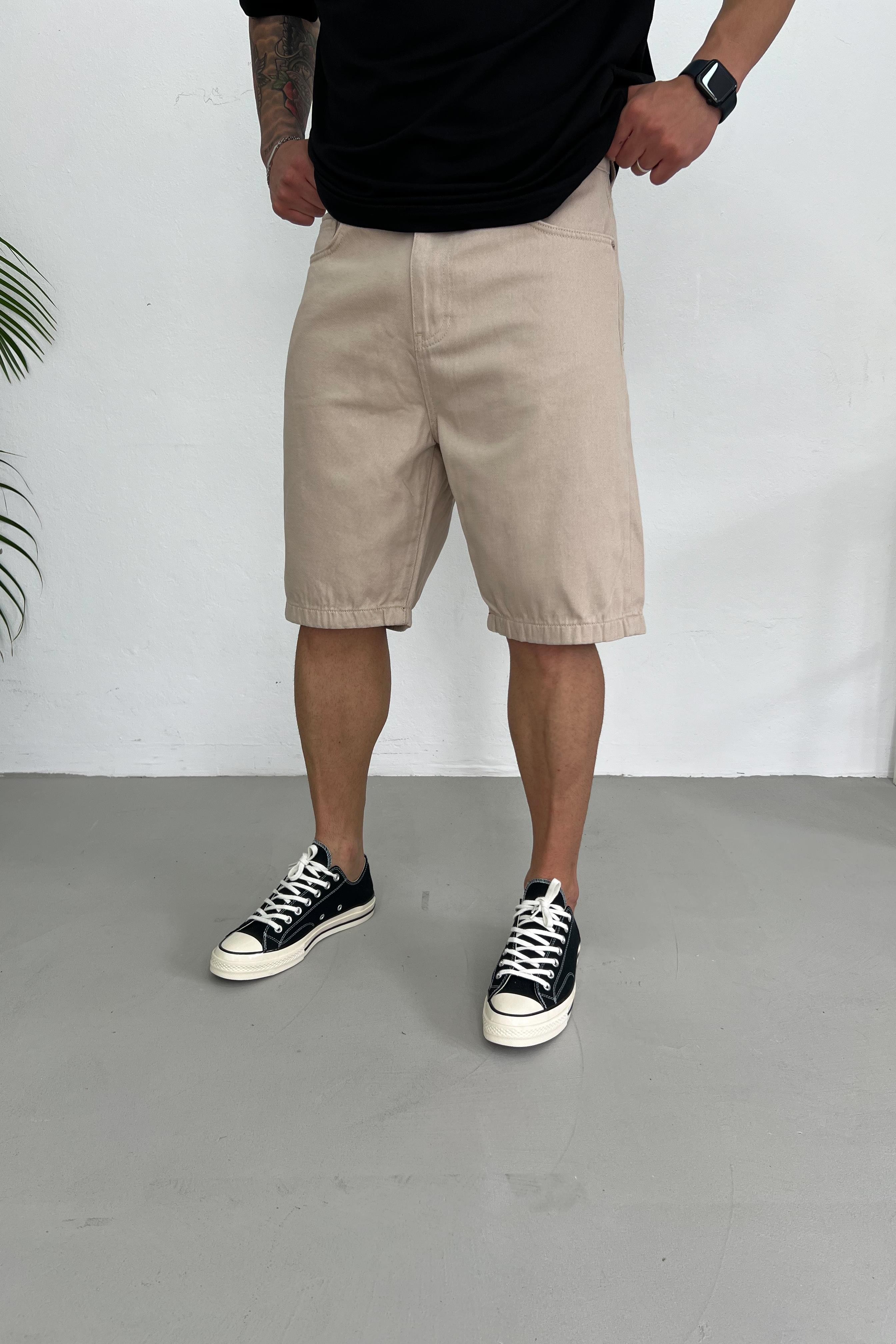 Relaxed Fit Açık Kahve Kot Şort 368