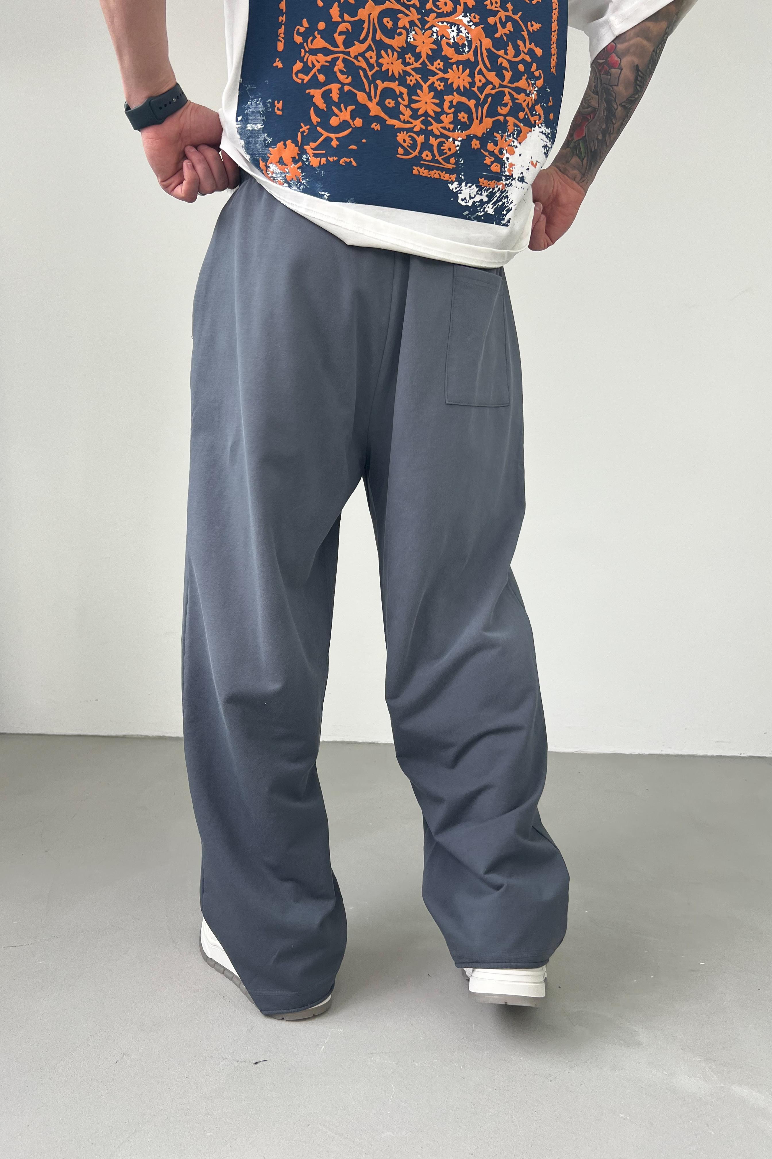 ROGUISH Yazı Detaylı Yıkamalı Baggy Eşofman 80-08