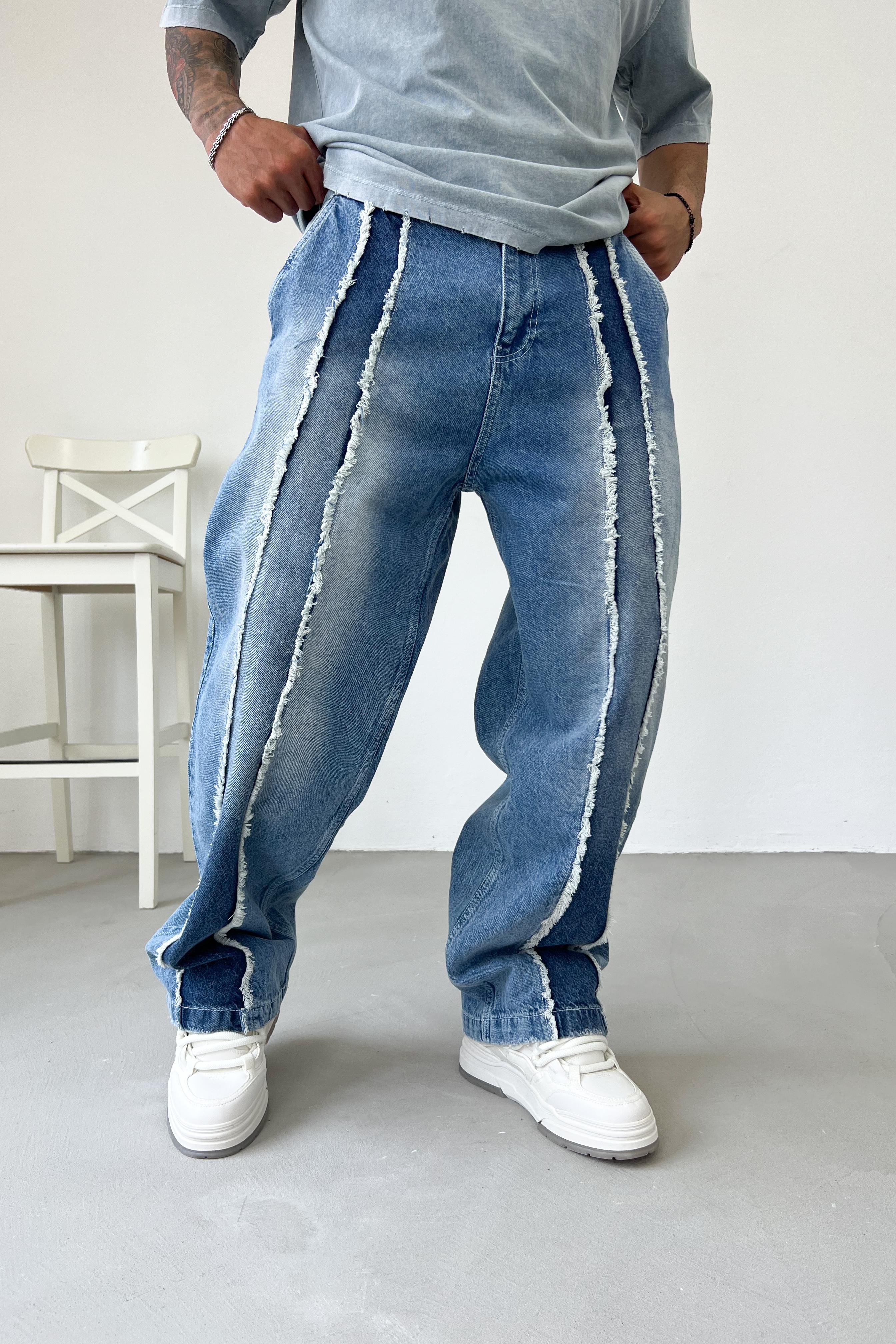 Özel Tasarım Mavi Baggy Pantolon K573