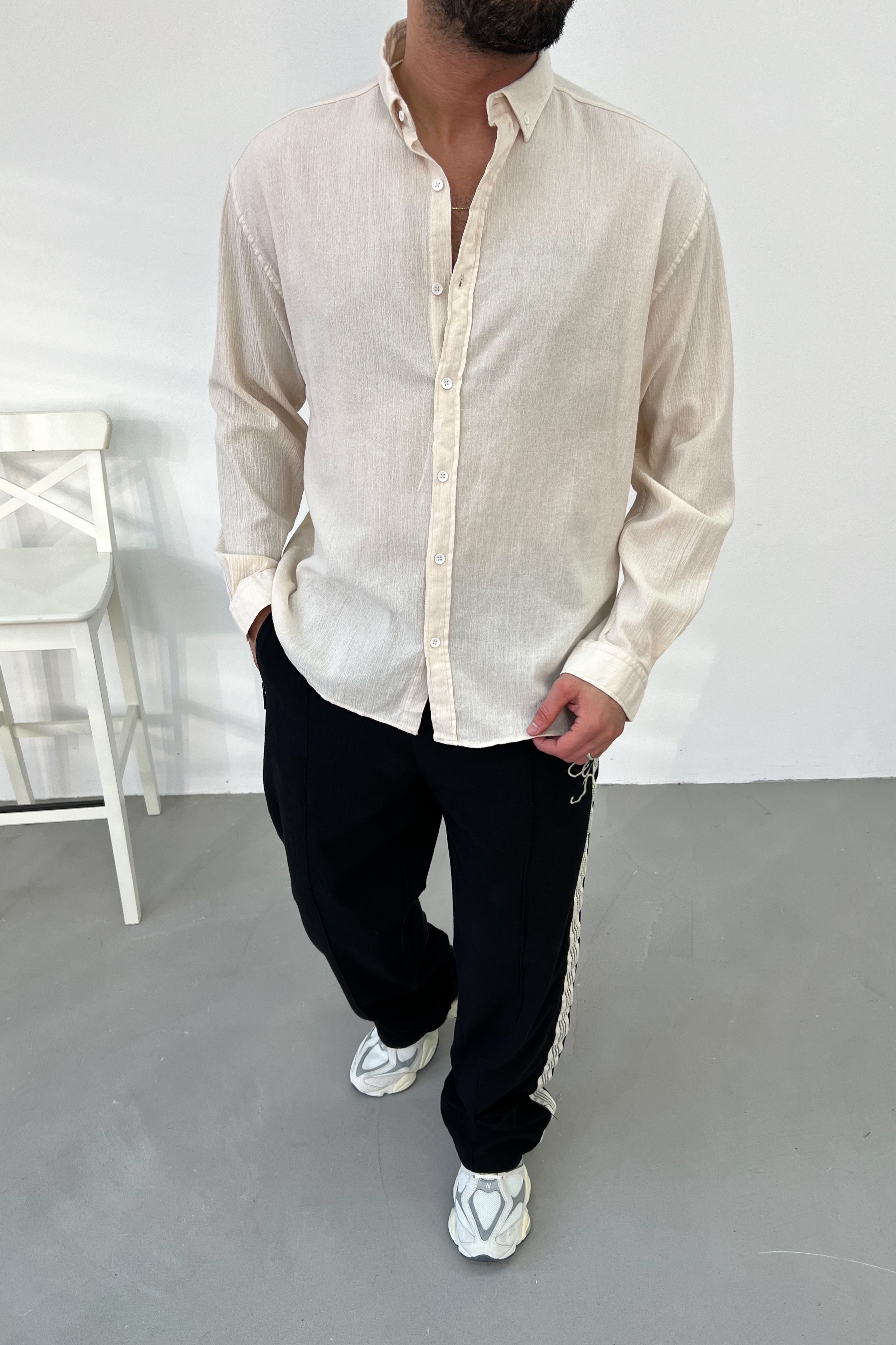 Krinkıl Kumaş Oversize Gömlek 5474