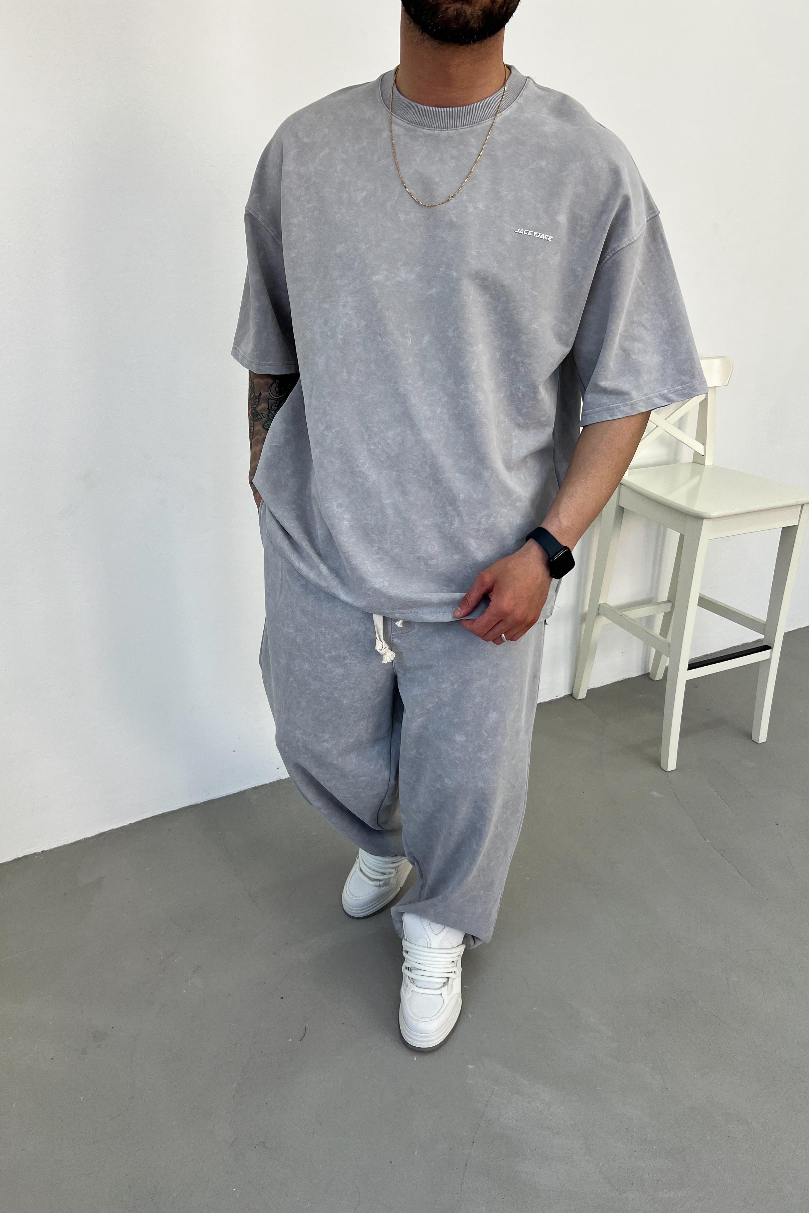 Jacey Göğüs Yazılı Yıkamalı Oversize Tshirt 25Y201