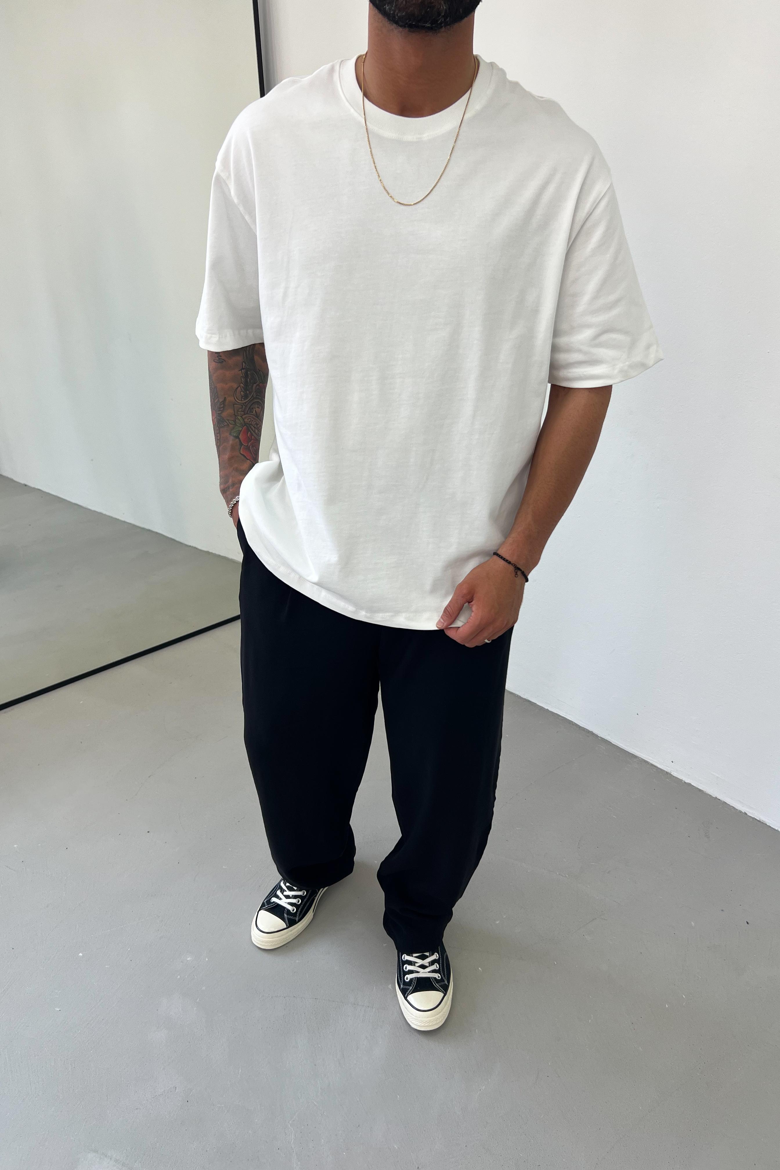 Oversize Basic Kalın Tshirt 1010 - Beyaz