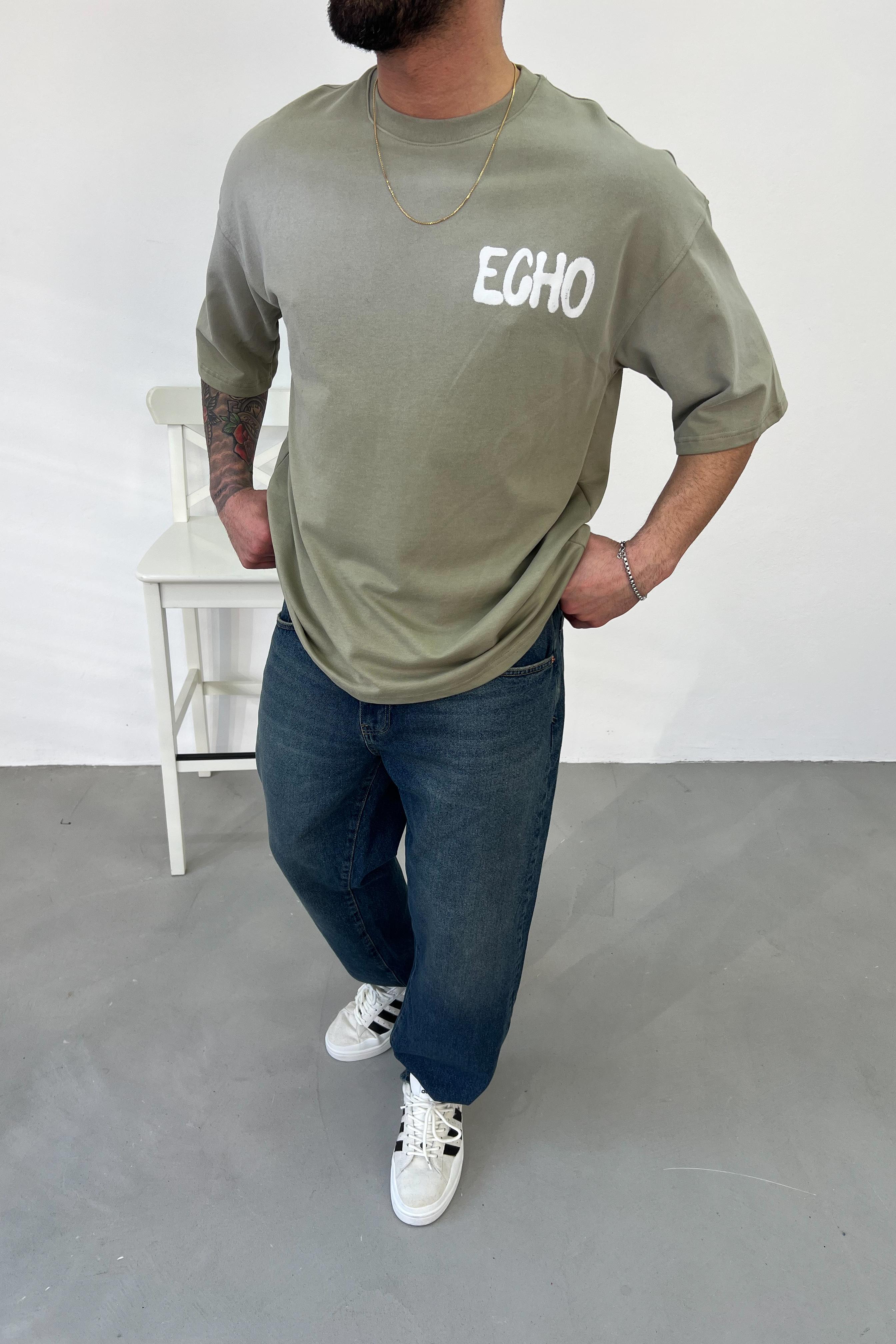 Yazı Detaylı Yıkamalı Oversize Tshirt 2031