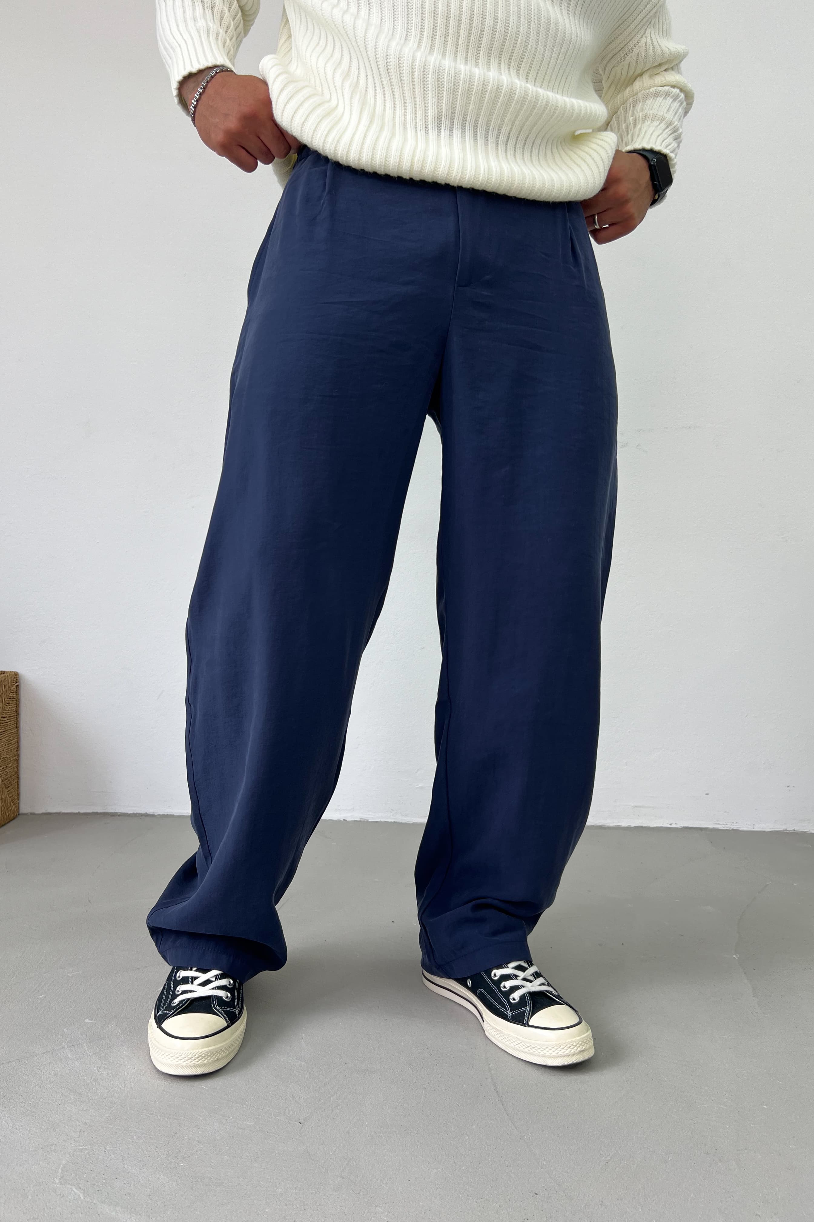 Tensel Kumaş Baggy Pantolon 26K117 - Lacivert