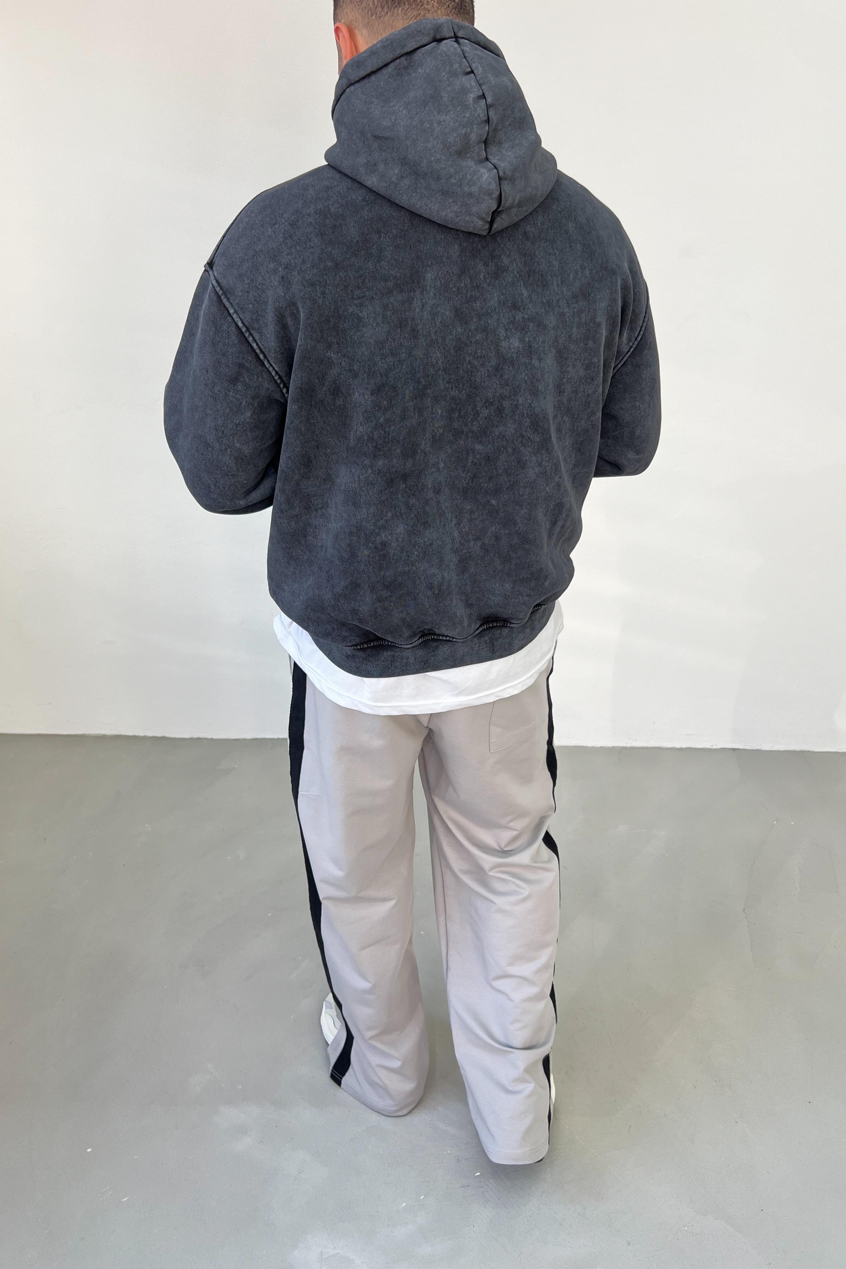 Young Atelier Baskılı Yıkamalı Oversize Antrasit Sweatshirt 42