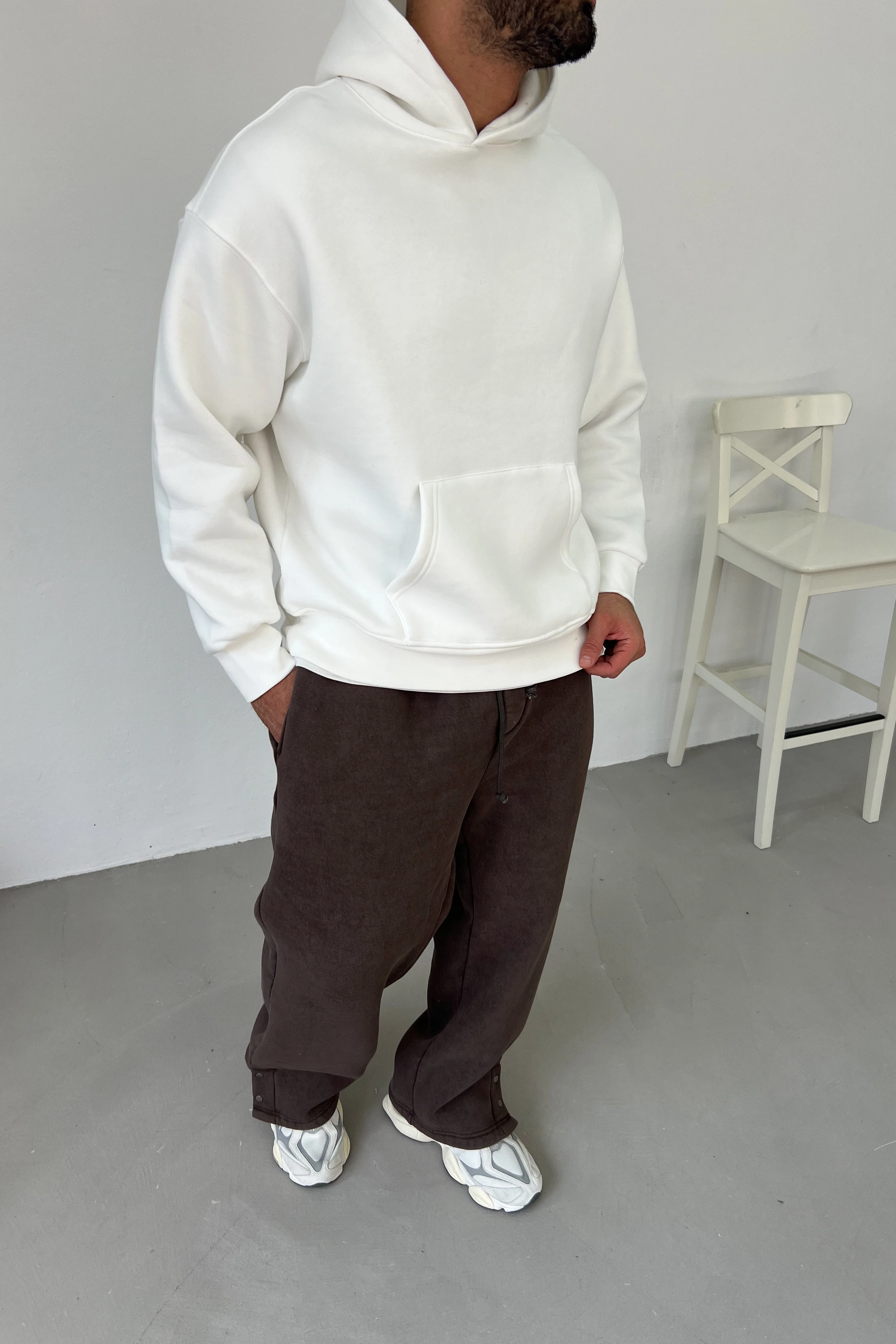 Kapüşonlu Oversize Basic Sweatshirt 7005
