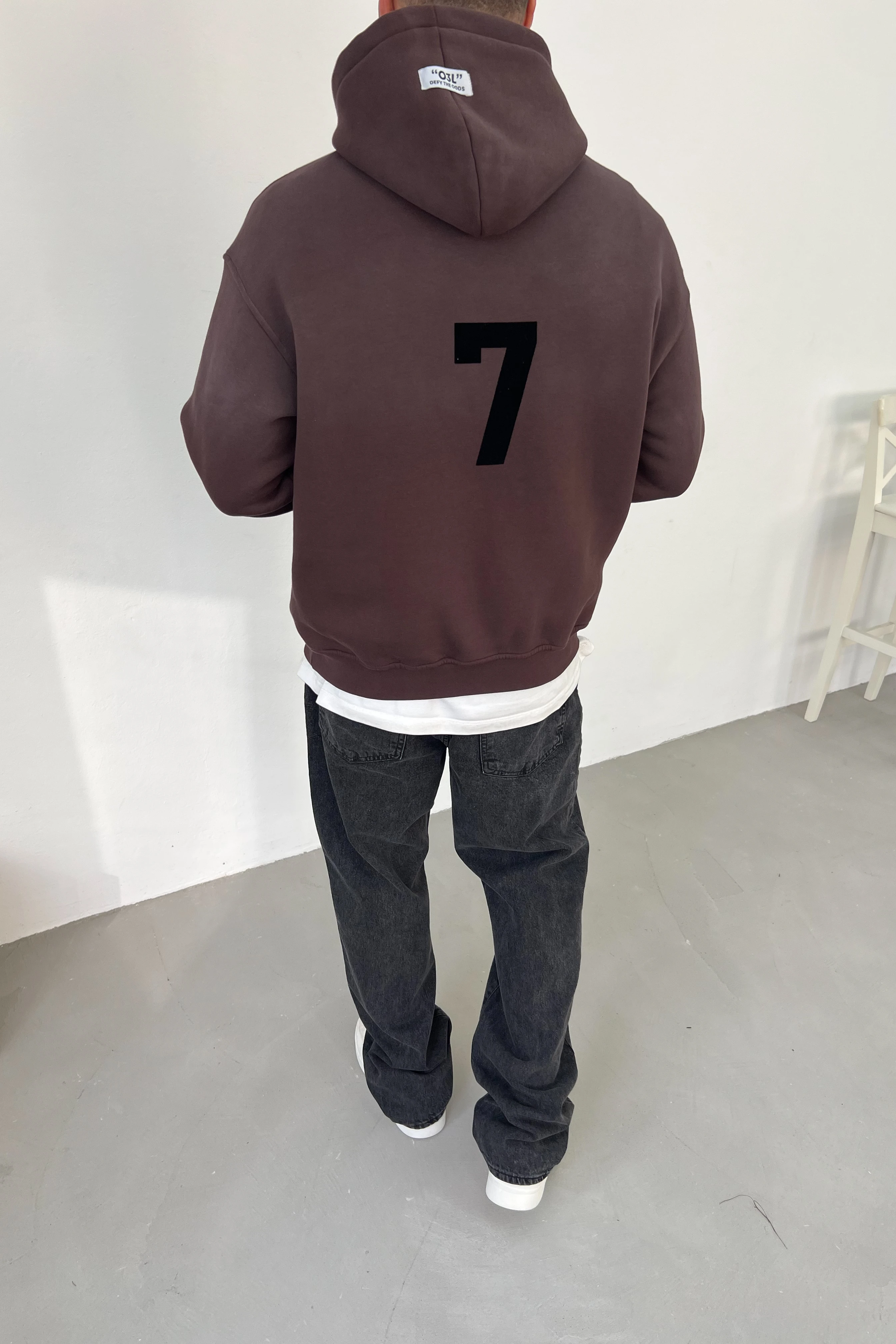 7 Baskılı Yıkamalı Oversize Sweatshirt 71-84 - Kahve