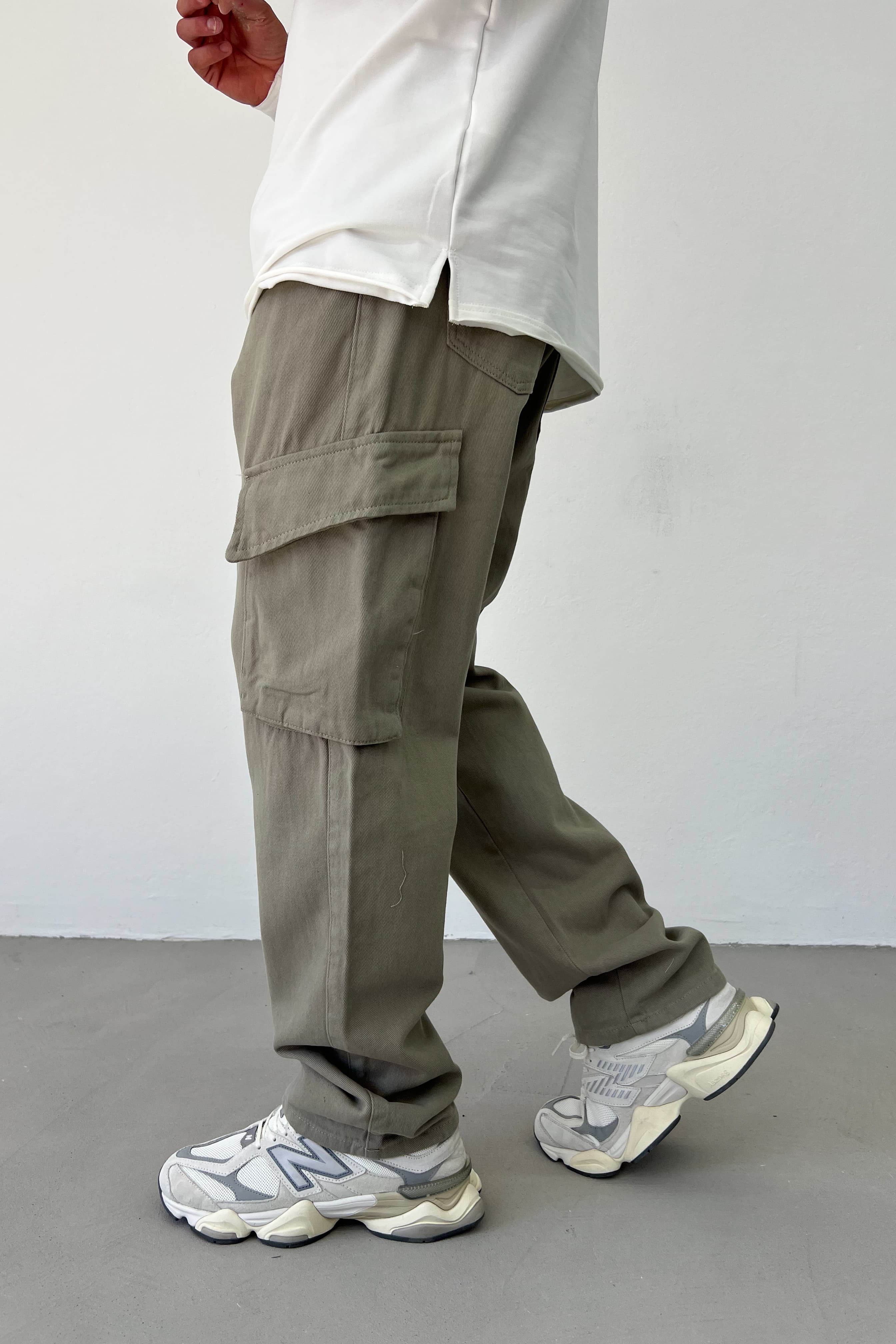Beli Lastikli Kargo Baggy Pantolon 2974 - Haki