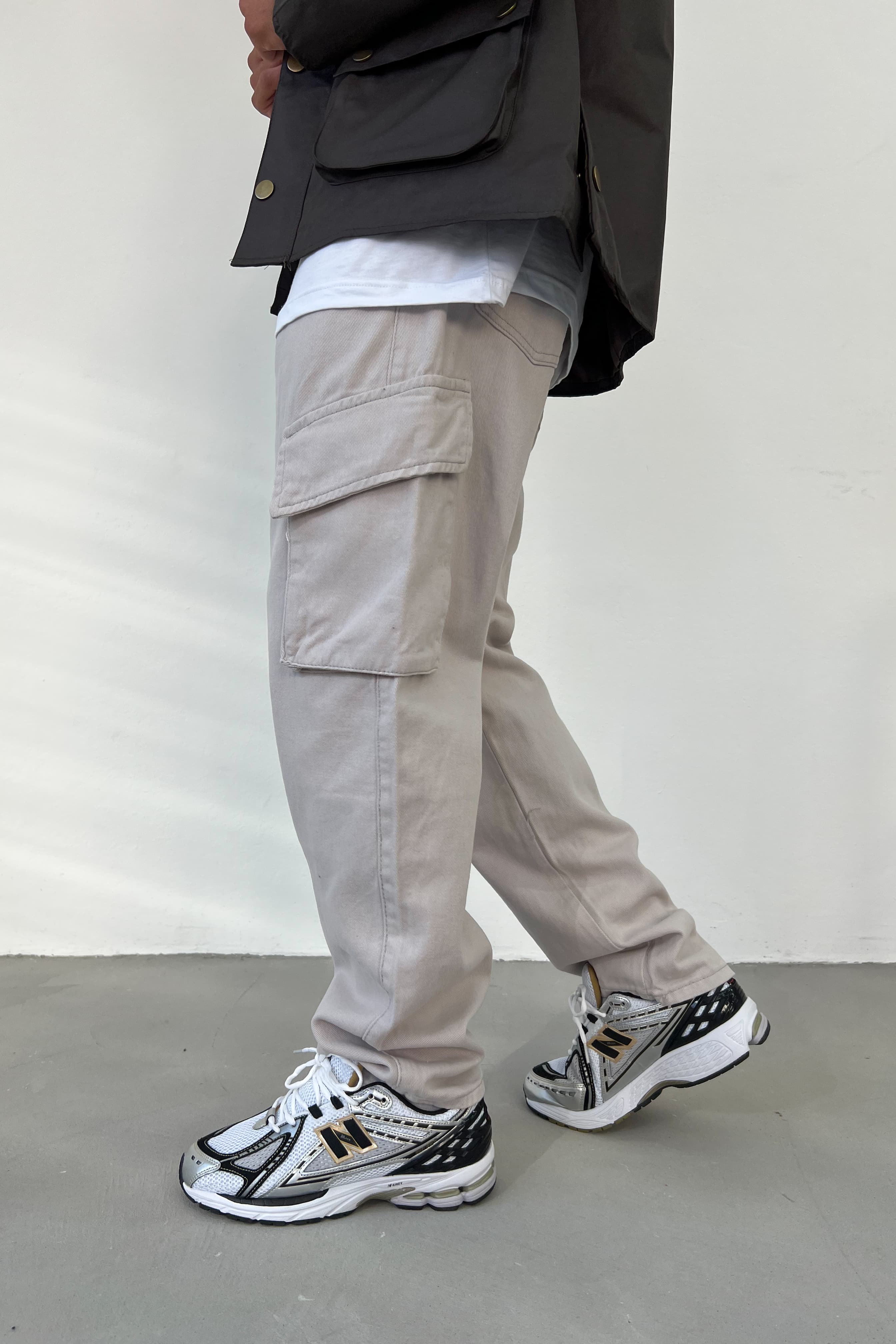Beli Lastikli Kargo Baggy Pantolon 2974 - Gri