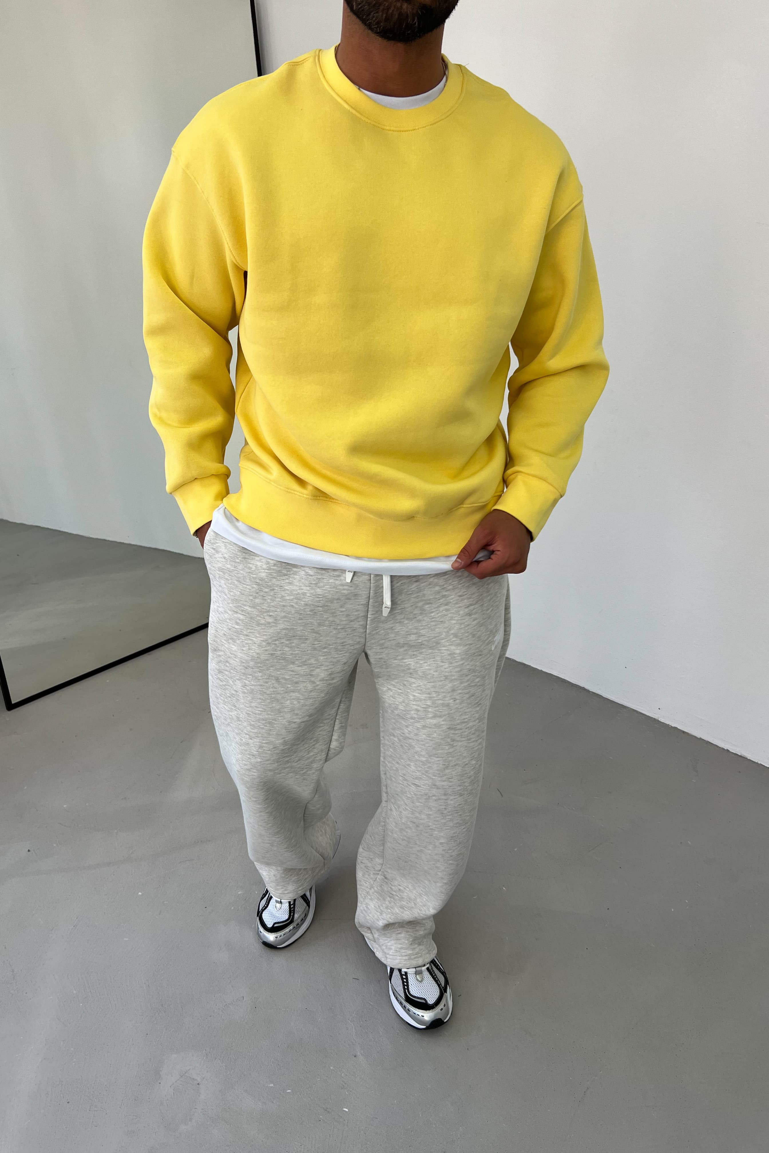 Oversize Basic Sweatshirt 7006 - Sarı