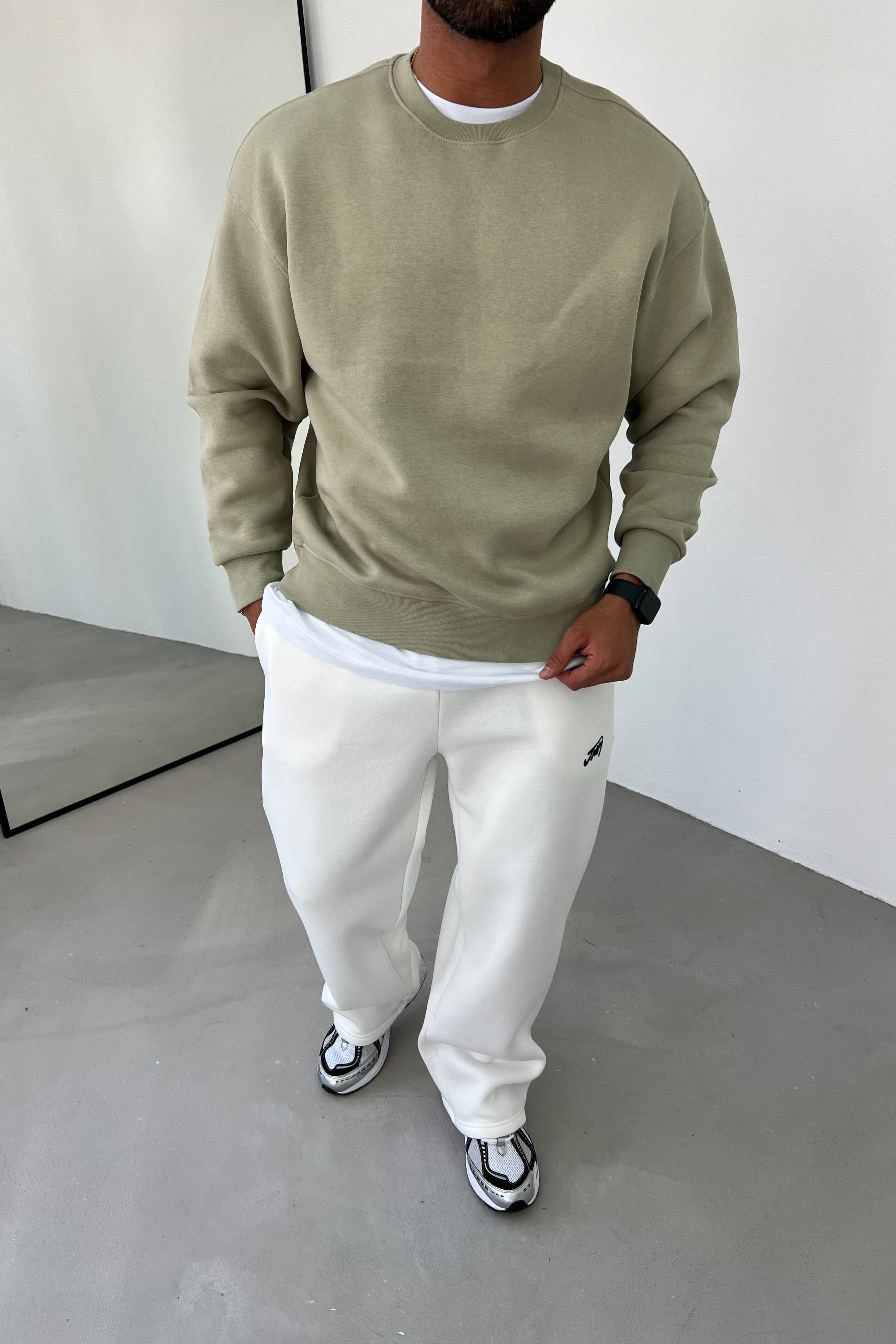 Oversize Basic Sweatshirt 7006 - Yeşil