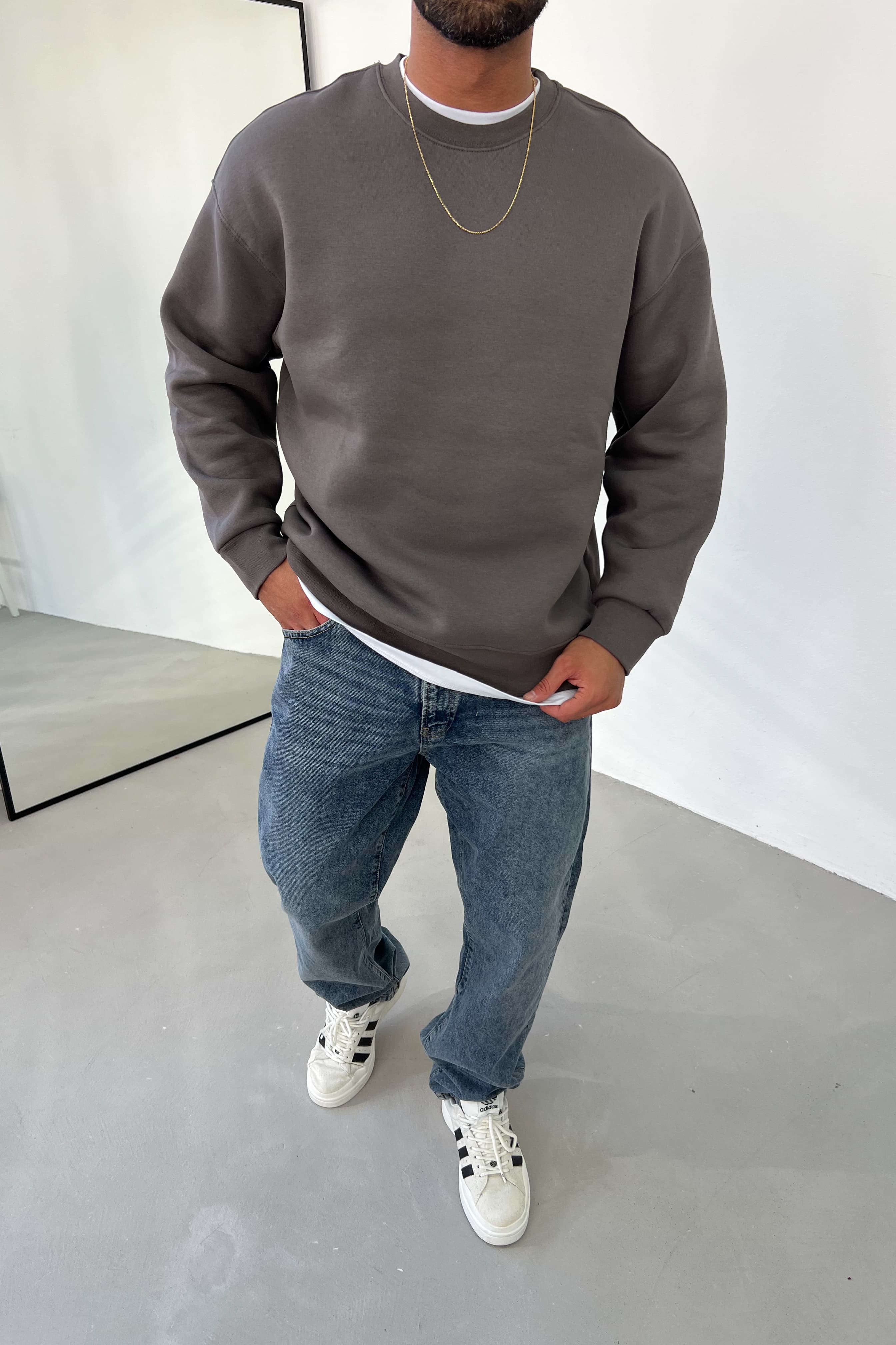 Oversize Basic Sweatshirt 7006 - Füme