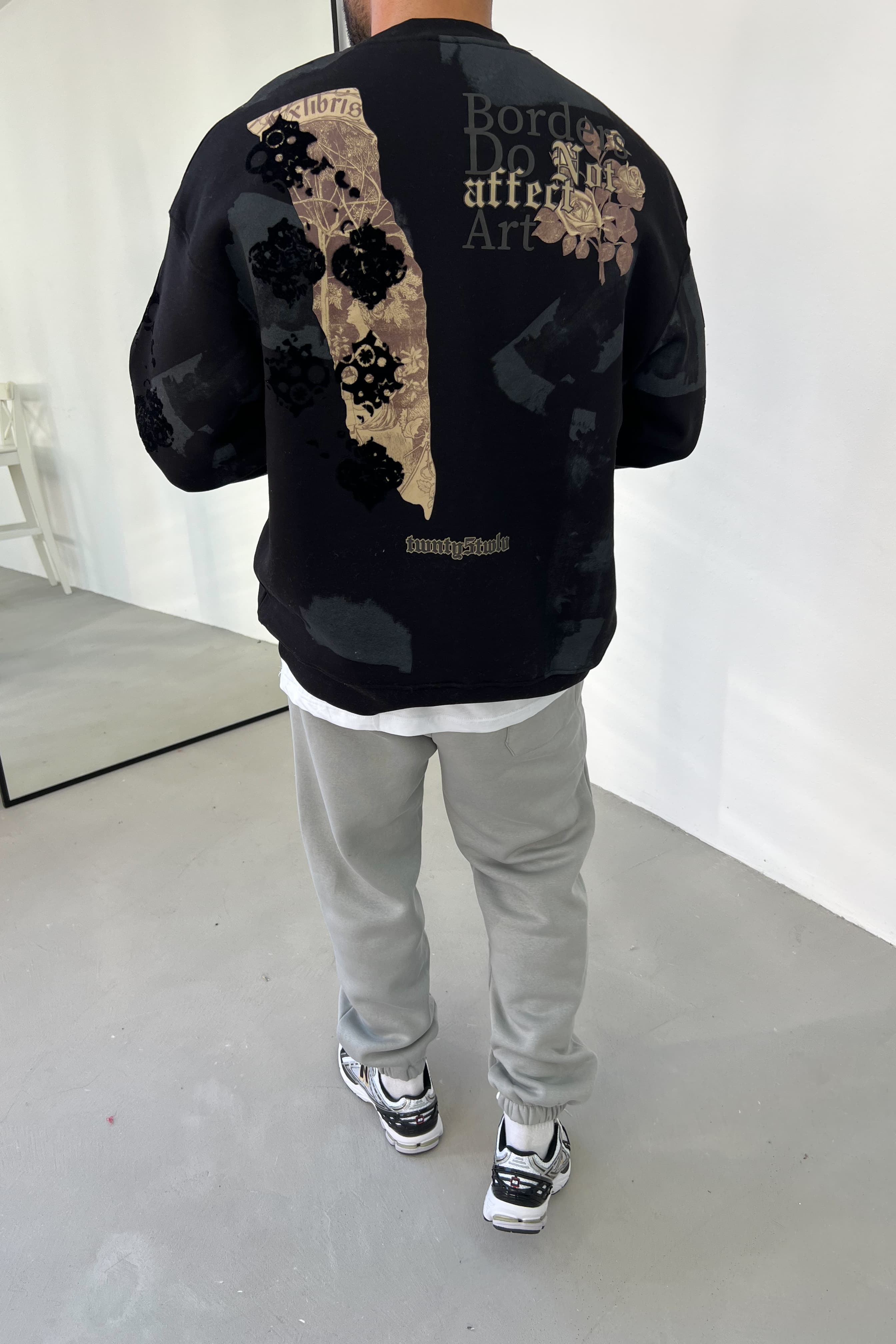 Pano Flok Baskılı Oversize Sweatshirt 7033