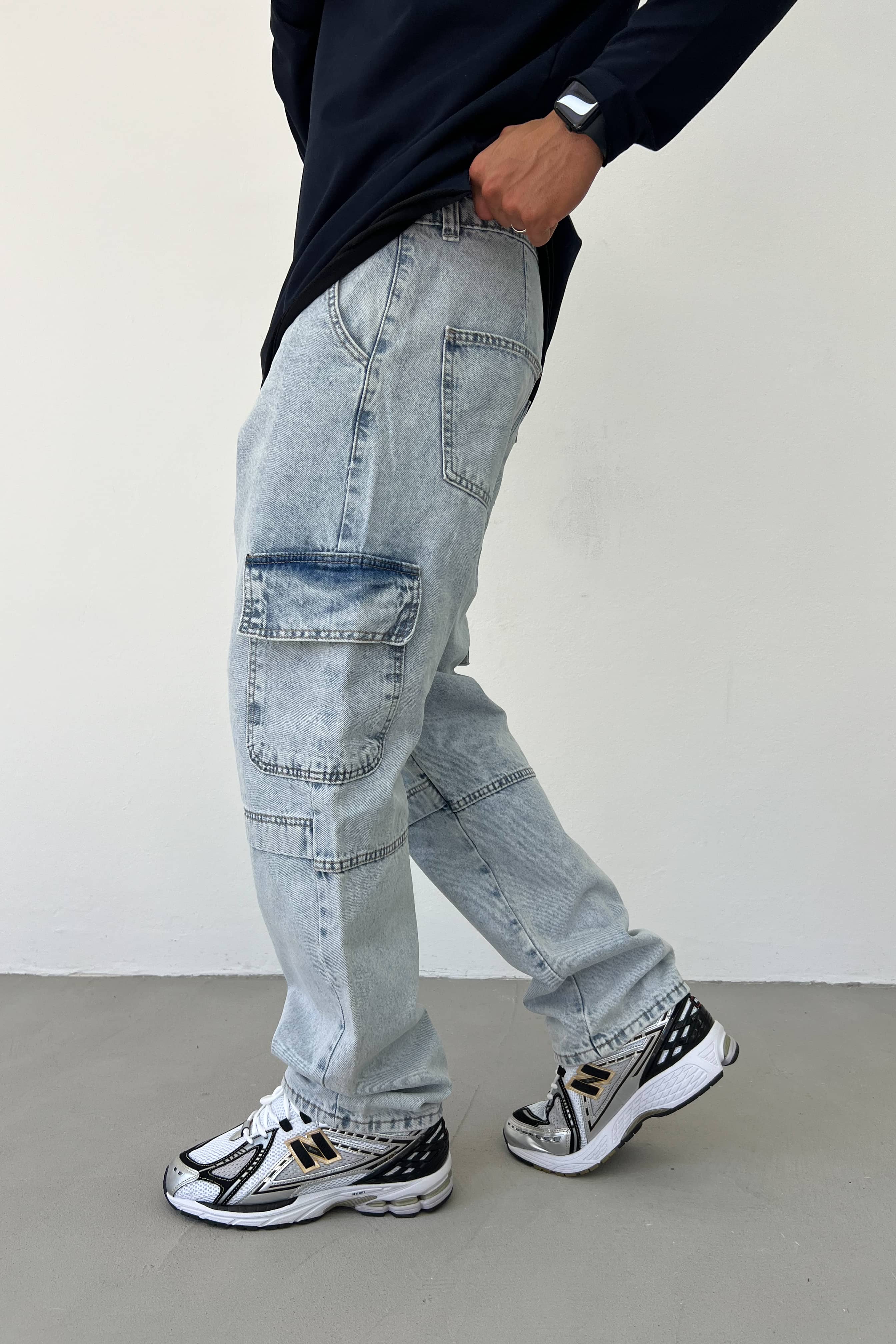 Kargo Baggy Pantolon 2840 - Buz Mavi