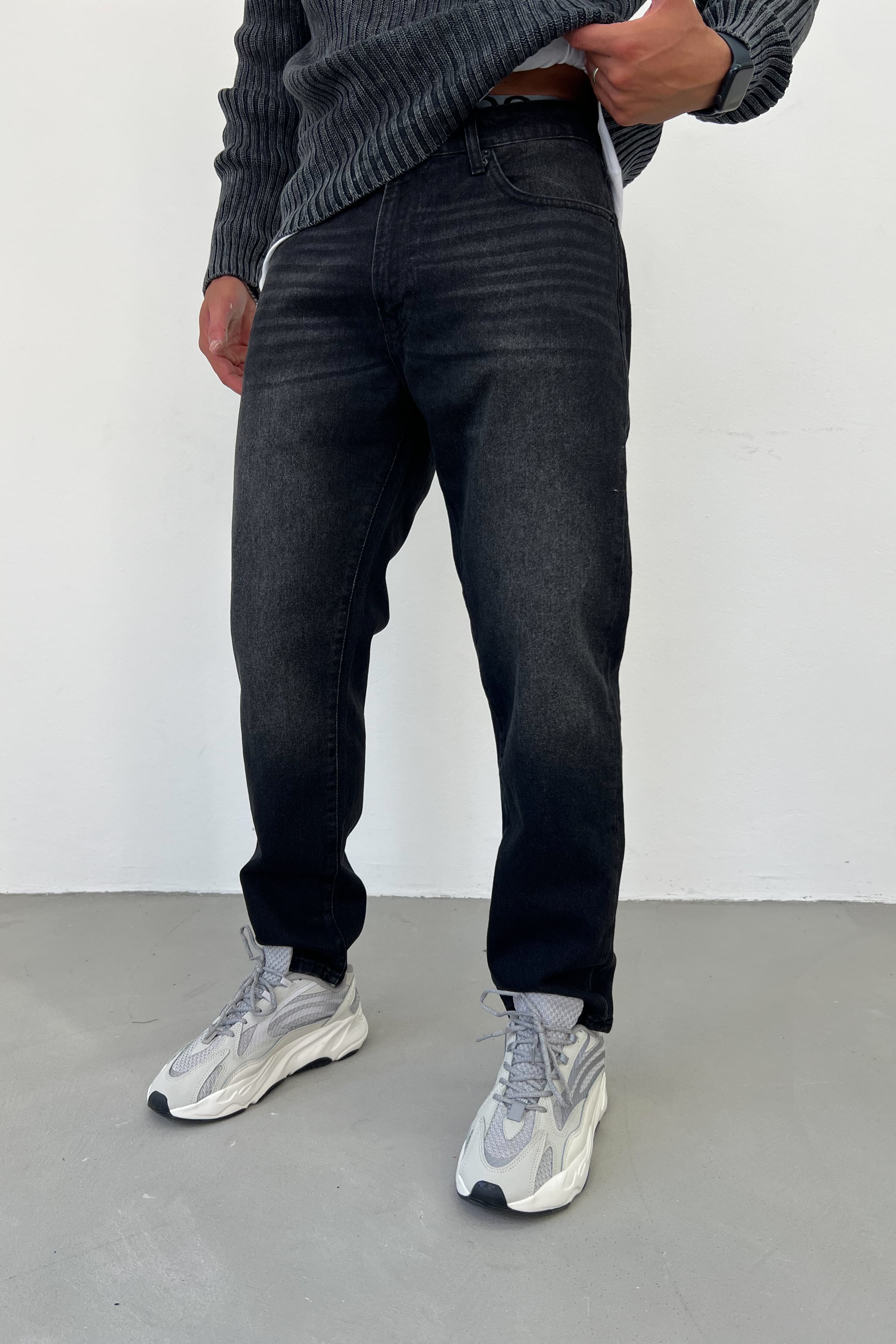 Taşlamalı Antrasit Boyfriend Pantolon 16850-2