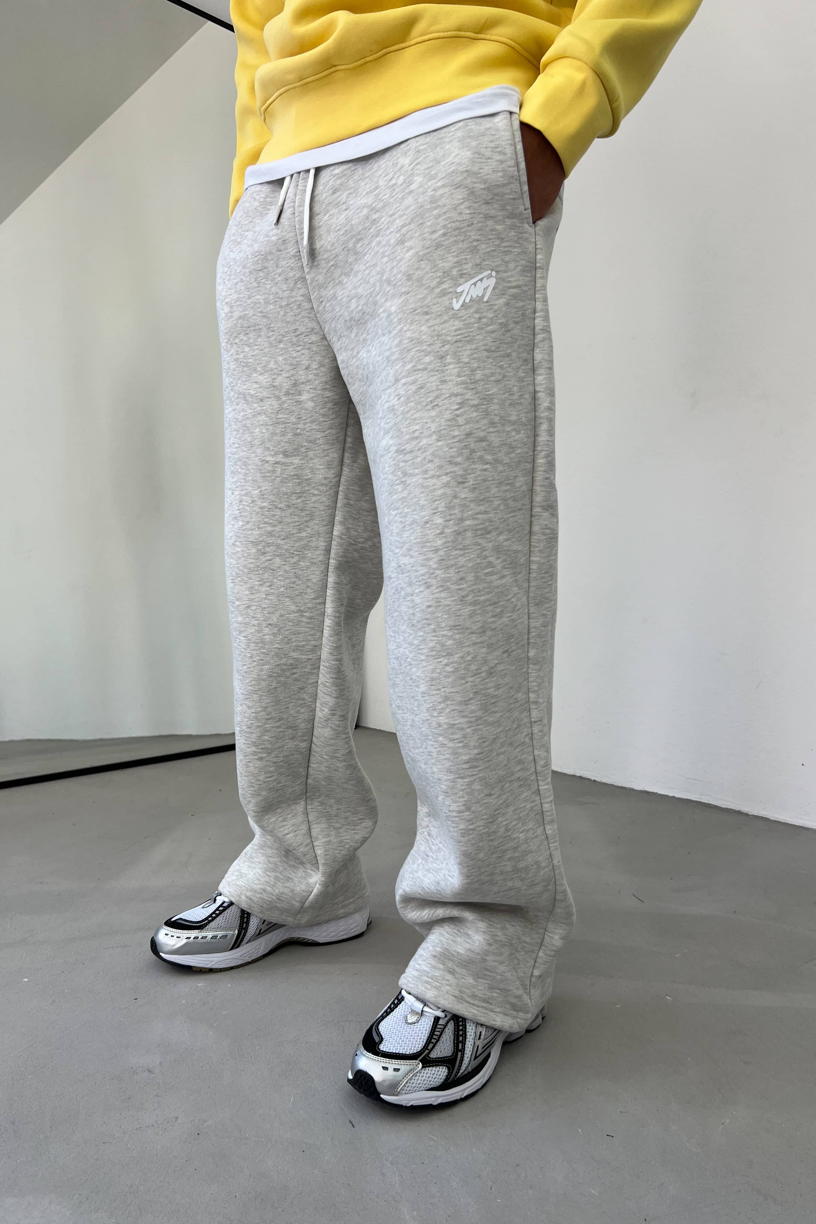 Jcy Yazı Detaylı Baggy Eşofman 26K102 - Kar Melanj